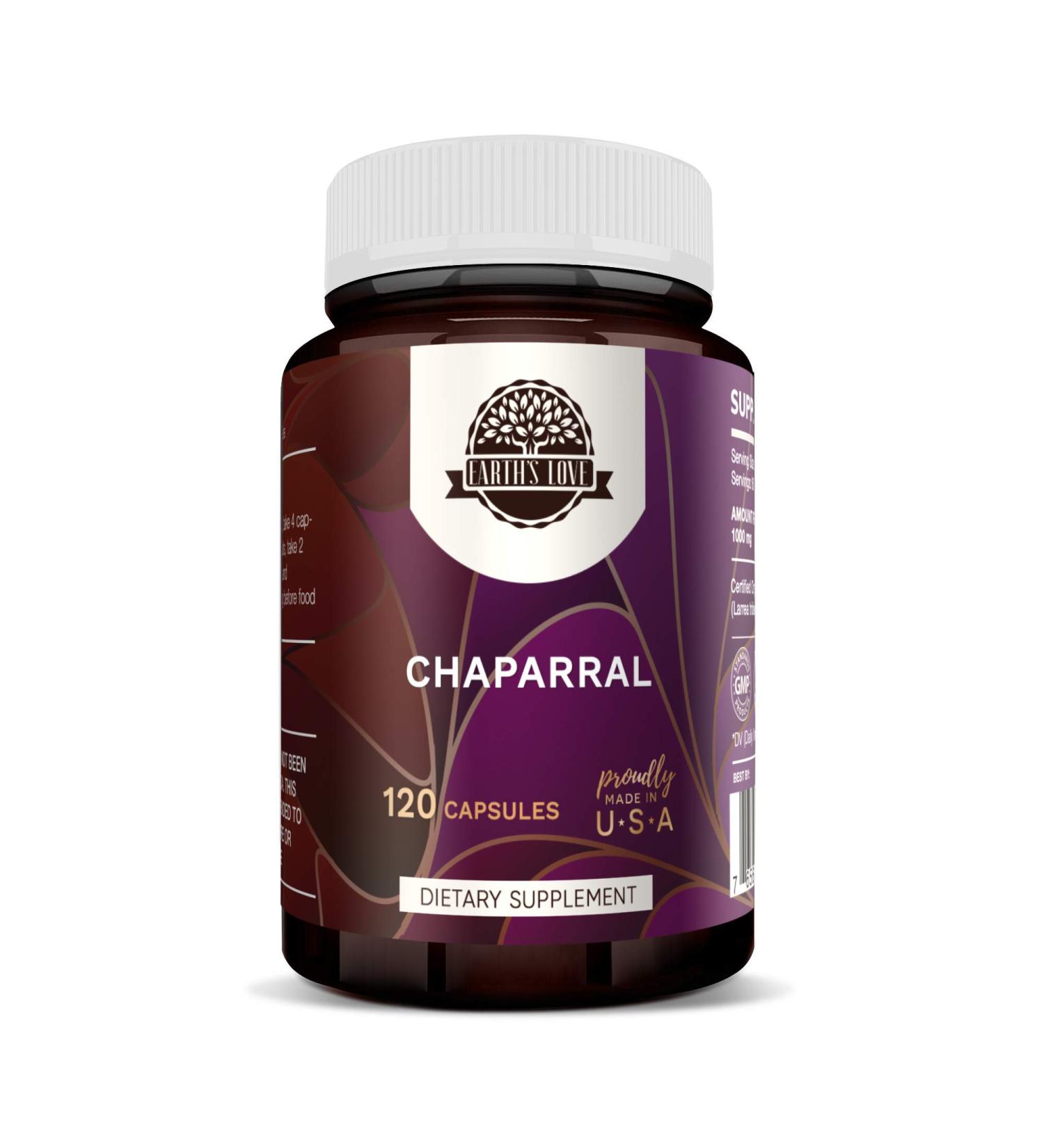 HerbEra Earth's Love - Chaparral 120 Capsules, 500 mg, Chaparral (Larrea tridentata) Dried Leaf and Flower (120 Capsules)