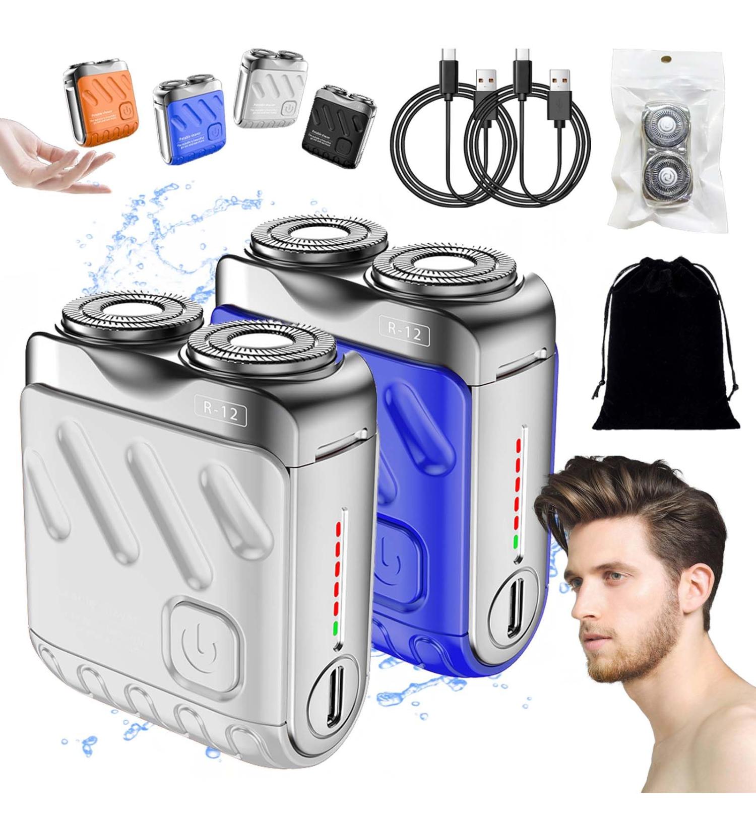 Beard Shaver Traveler Mini and Portable Suitcase Design Double-Ring Magnetic Cutter Men's Favorite Portable Mini Electrict Shaver PX7 Waterproof Razor Pocket Size USB Rechargeable (2PCS-C) - Buy Online on GoSupps.com