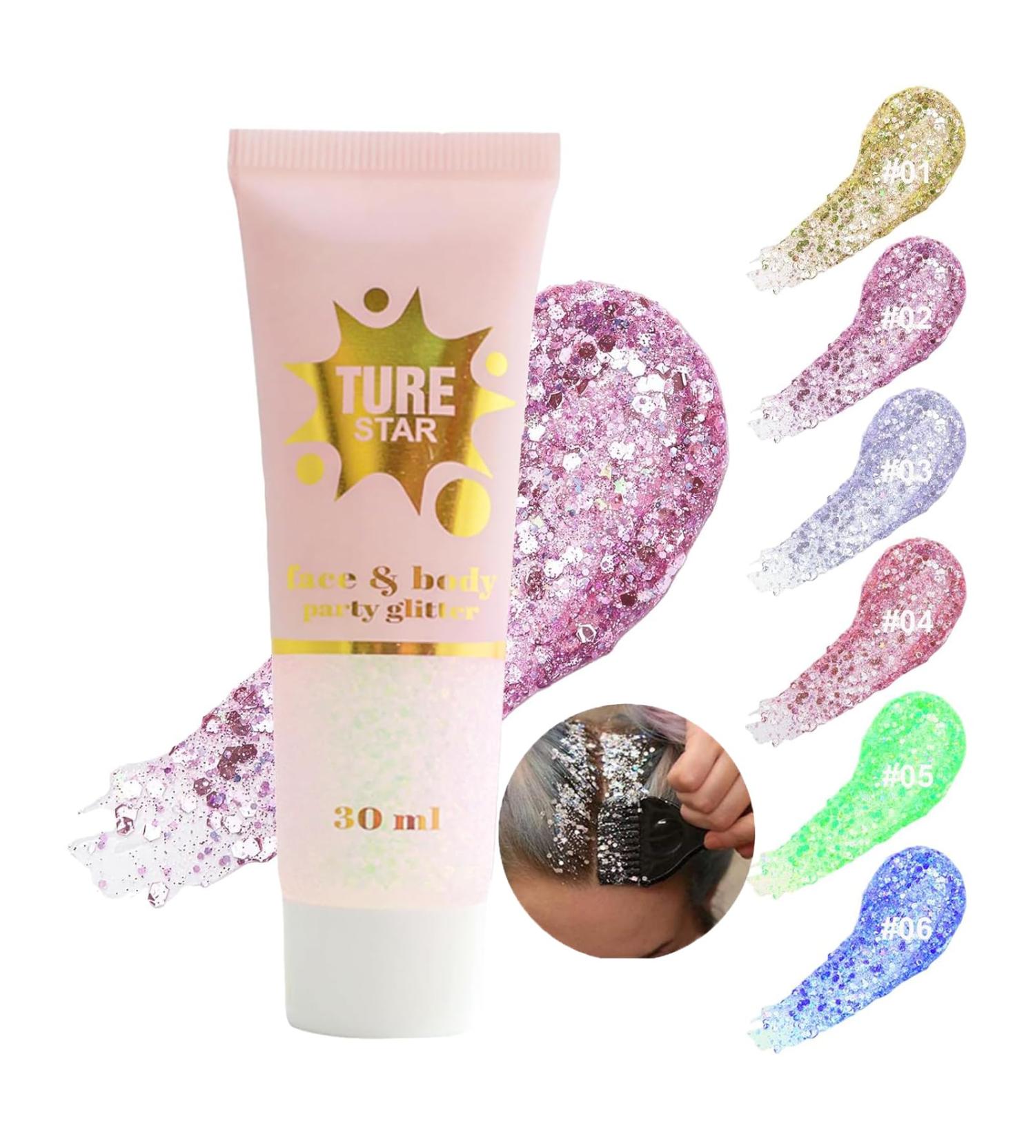 Glitter Body Gel Aonat 30ml - Long-Lasting Pink Sequins for Face Nails Eyes & Hair - Perfect for Masquerade & Halloween (#02) - Buy Online on GoSupps.com