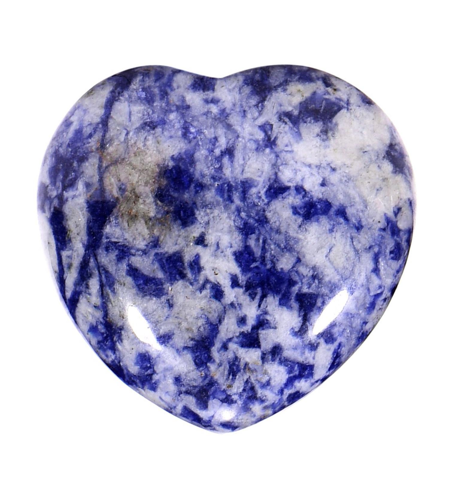 Morella Gemstone Heart Lucky Charm - 3cm Brazilian Sodalite Stone in Velvet Bag - International Shipping - Buy Online on GoSupps.com