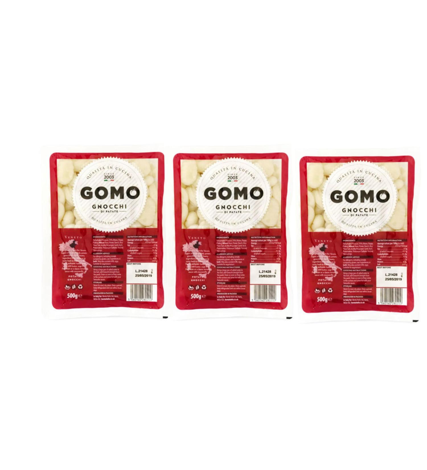 GOMO Gnocchi Di Patate 3 x 500g .Italian potato gnocchi