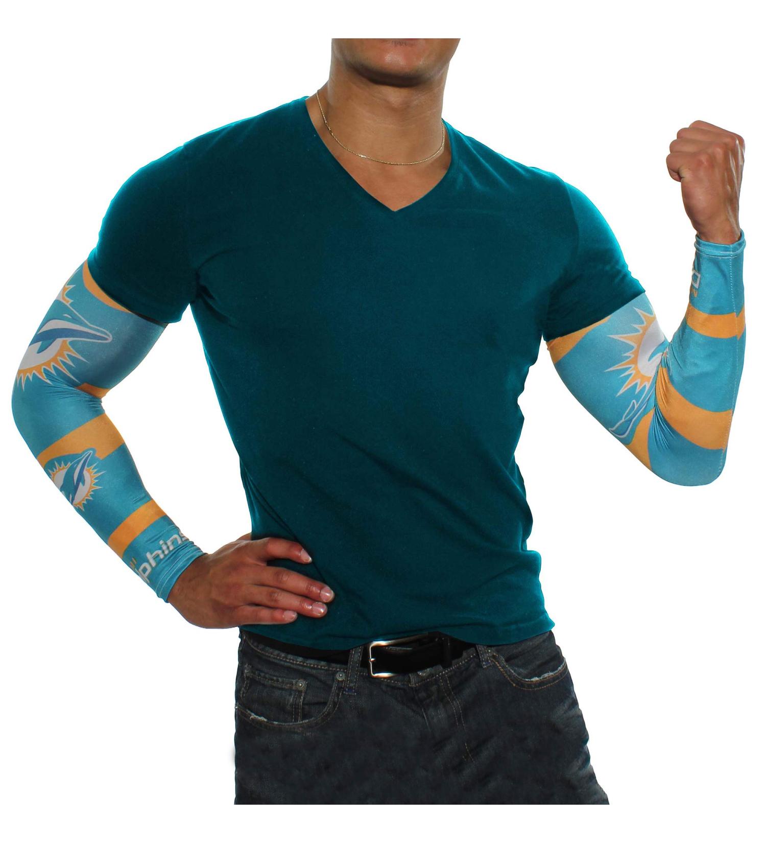 Littlearth NFL Miami Dolphins Tattoo Sleeves - Set of 2, Team Color Game Day Costume - Buy Online on GoSupps.com