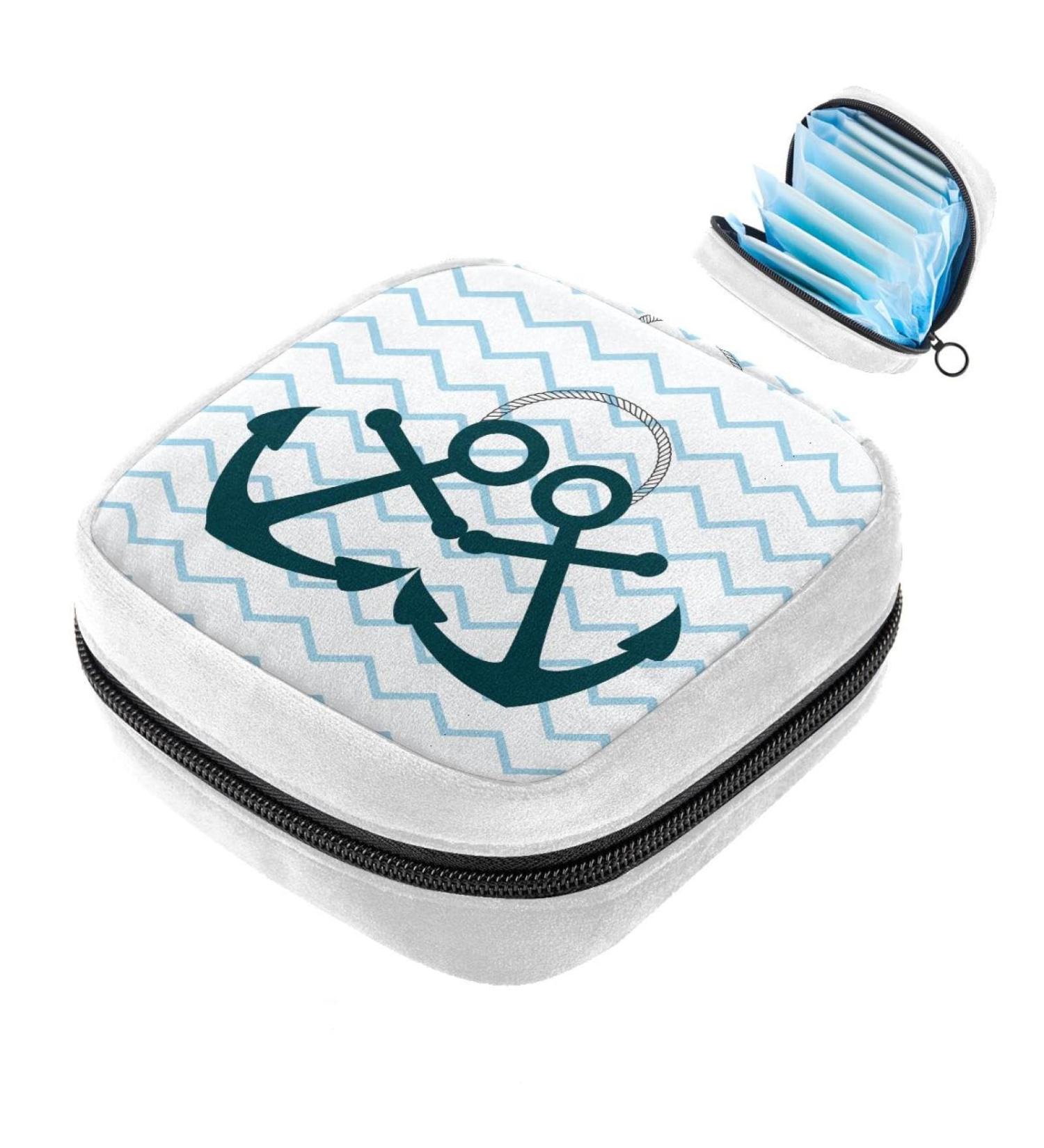 GIAPB Sanitary Napkin Storage Bag | Period Tampon & Makeup Pouch Blue Anchor Color1788 - Buy Online on GoSupps.com