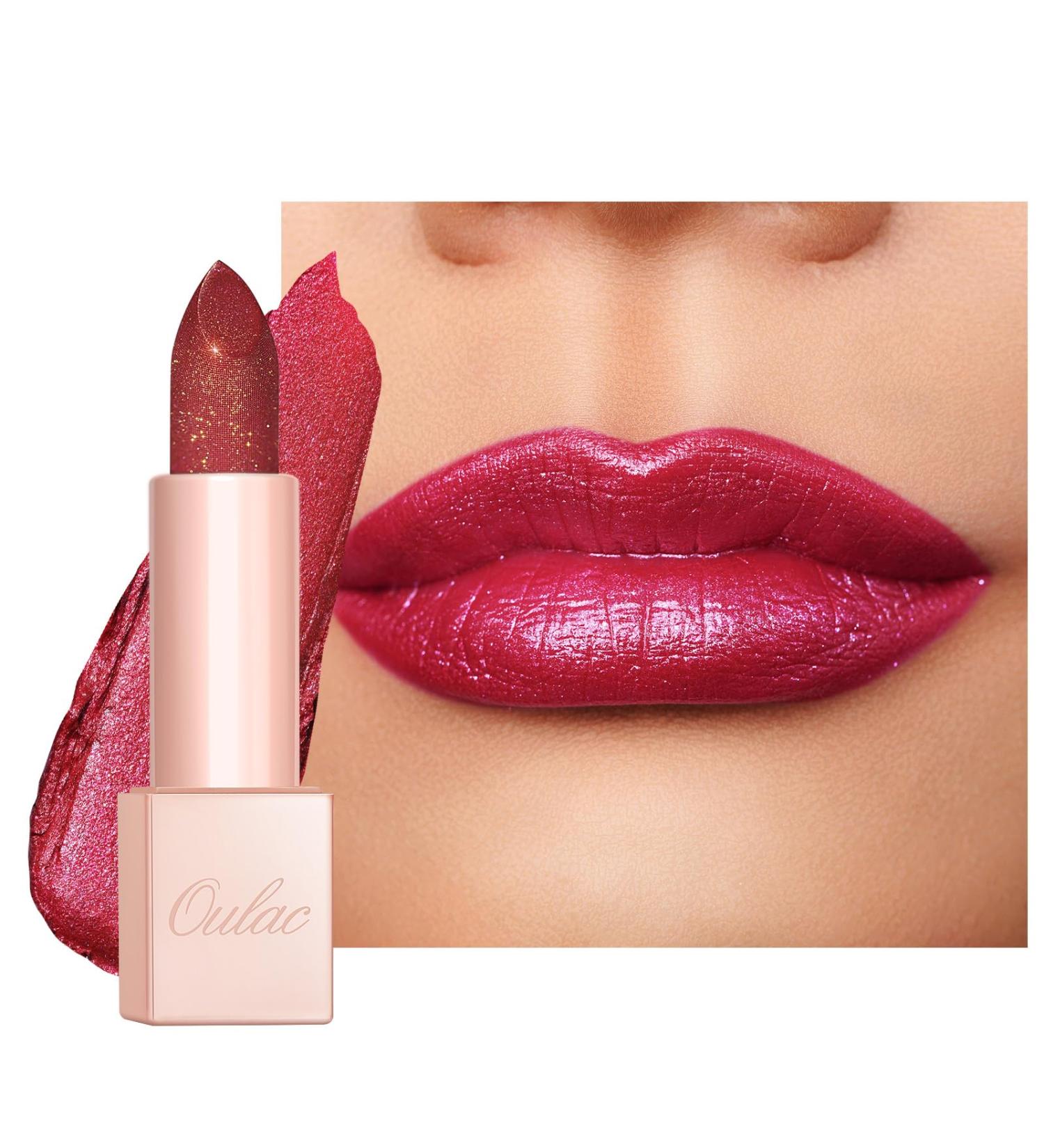 Oulac Diamond Lustre Lipstick - Vegan Long-Lasting & Highly Pigmented Soir e Red D03 | International Shipping Available - Buy Online on GoSupps.com
