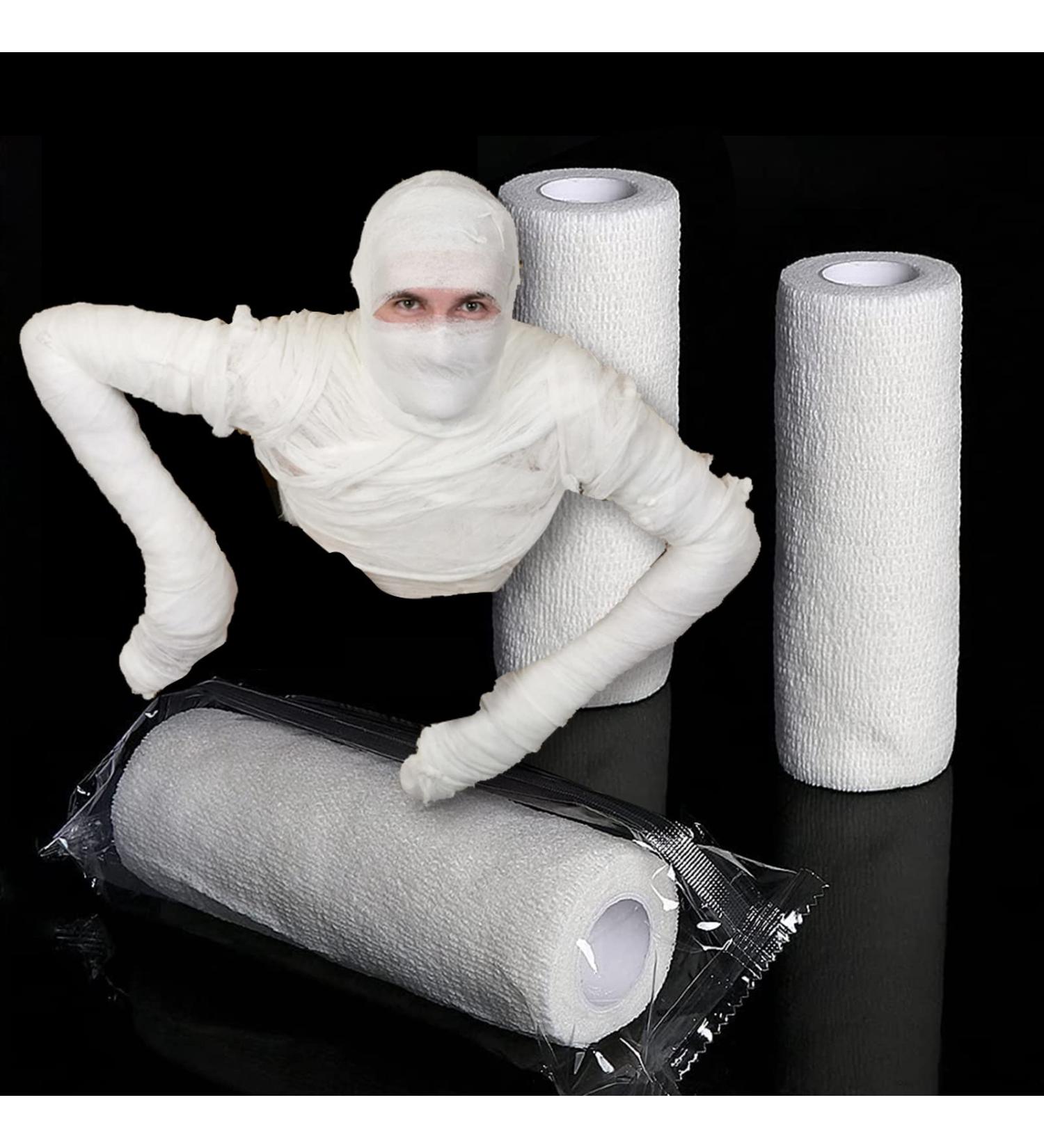 2 Rolls Halloween Mummy Bandage Wrap - Self-Adhesive White Stretch for Cosplay & Photography Props - Buy Online on GoSupps.com