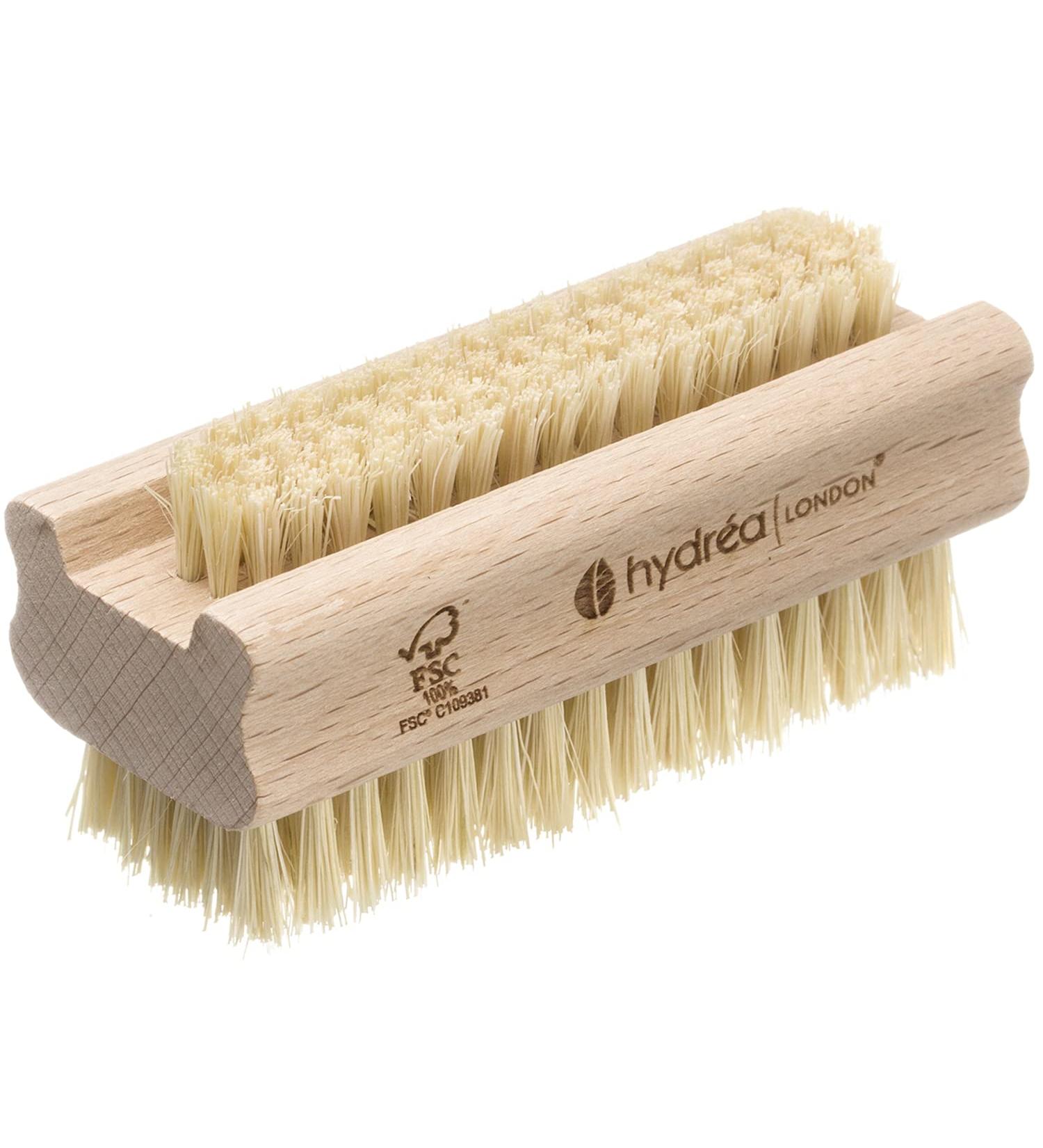 Hydrea London Double-Sided Nail Brush with Natural Cactus Bristles - Vegan Fingernail and Tough Toenail Cleaner - FSC Certified Beechwood - Buy Online on GoSupps.com