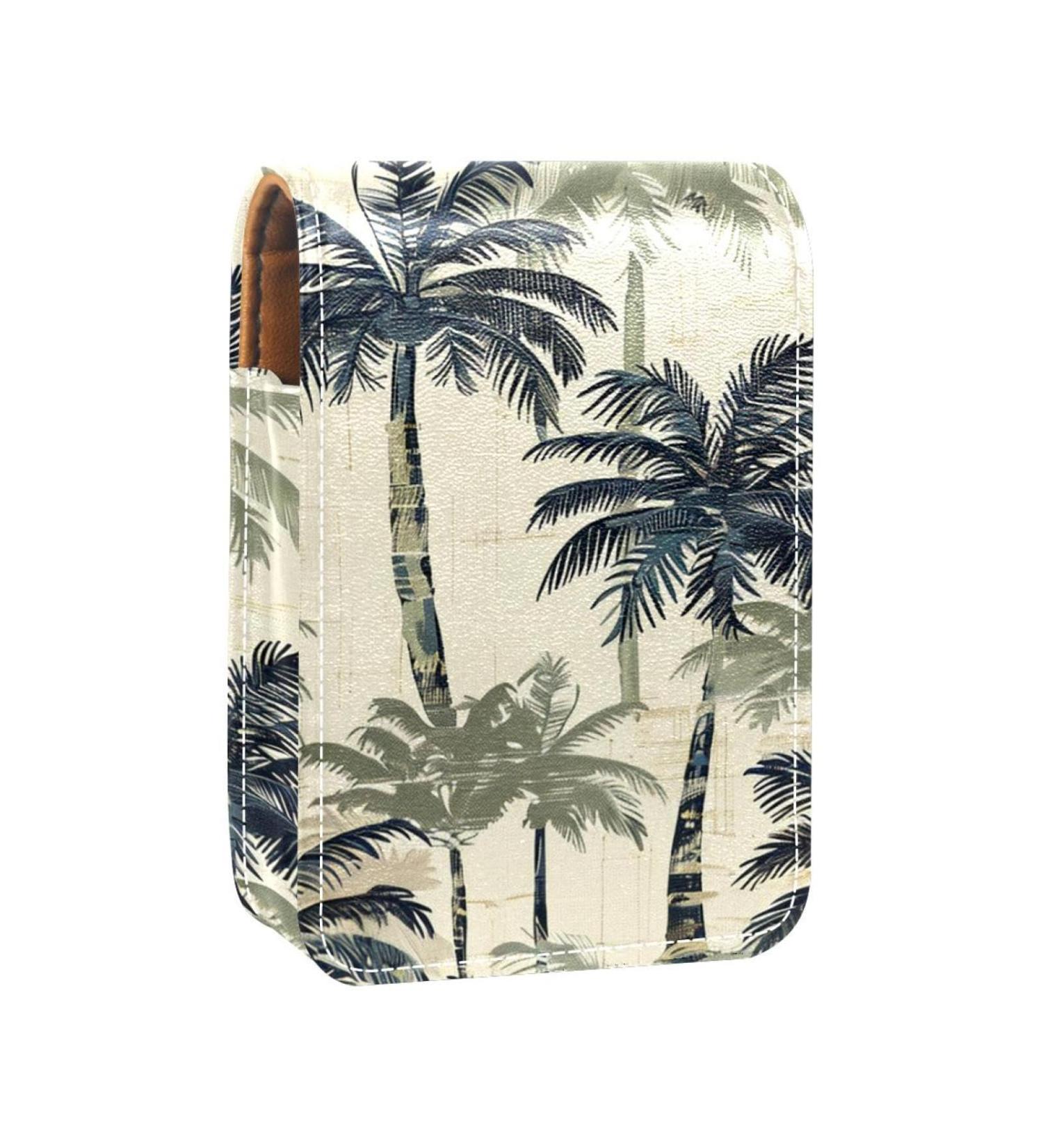 Travel Lipstick Organizer Case - Portable Makeup Bag with Mirror | Tropical Palm Trees Vintage M705j8auca - Buy Online on GoSupps.com