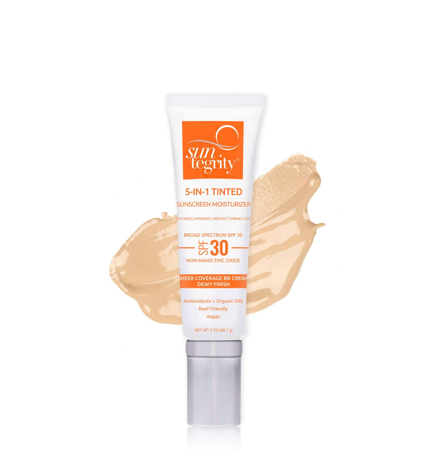 Suntegrity Tinted 5 in 1 Mineral Sunscreen SPF 30 - Light | BB Cream Moisturizer with Broad Spectrum Protection for Sensitive Skin - Buy Online on GoSupps.com