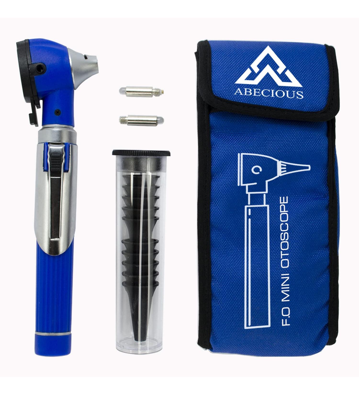 ABECIOUS Mini Otoscope Ear Infection Diagnostic Device with Light - Pocket Size Tool 10x Canula - Blue - Buy Online on GoSupps.com