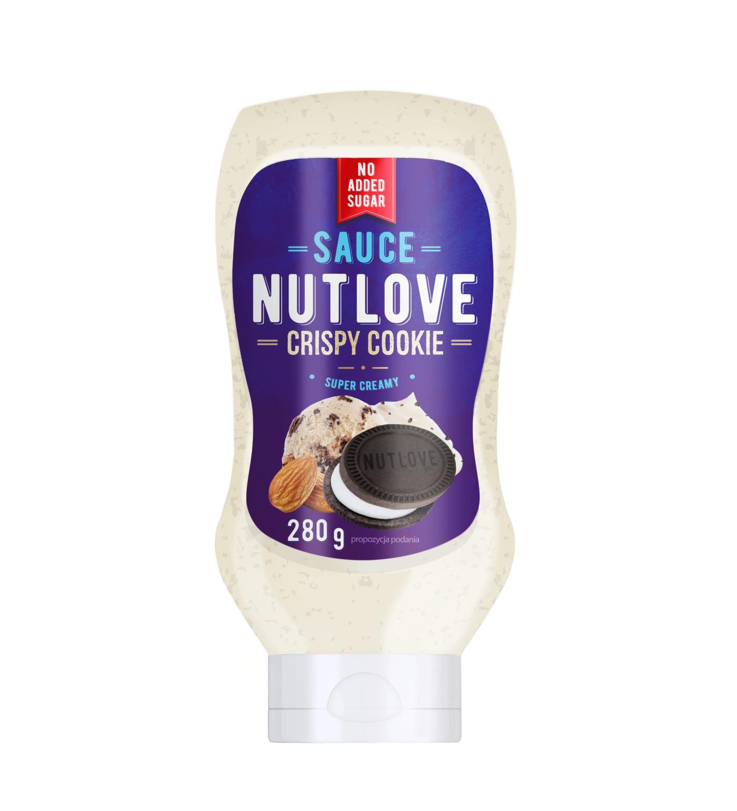 ALLNUTRITION Nutlove Crispy Cookie Sauce 280g - Sugar Free Sweet Syrup for Fit Desserts - Zero Fat Cream Sauce with Cookie Pieces - Low Calorie Sweets - Pancakes & More - Buy Online on GoSupps.com