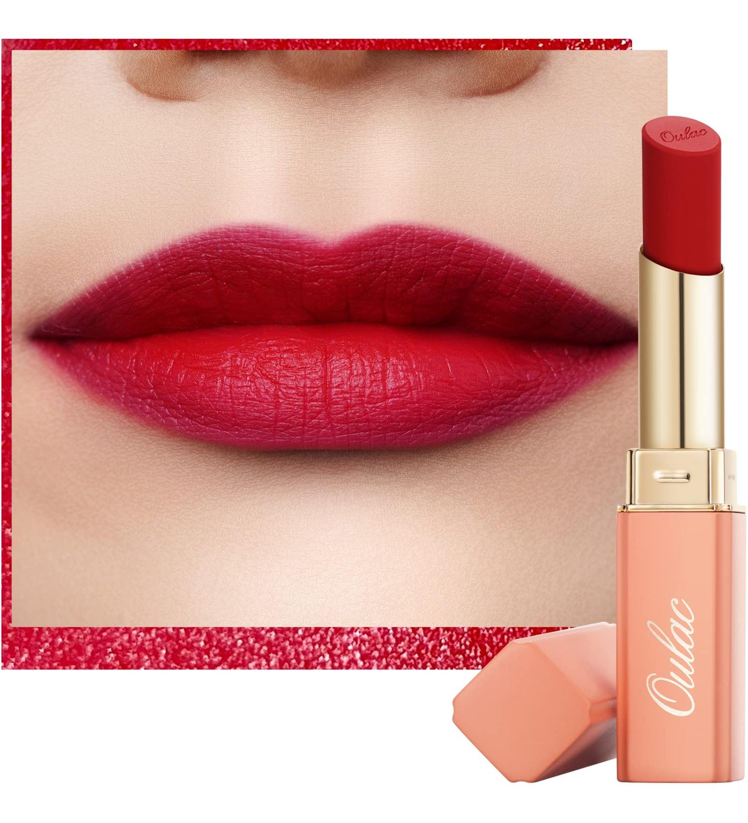 Oulac Soft Matte Red Lipstick & Blush Duo - Cream to Powder Texture | Vegan & Cruelty-Free - Enriched with Rose Oil | 3.6g (Y09) Cranberries - Buy Online on GoSupps.com