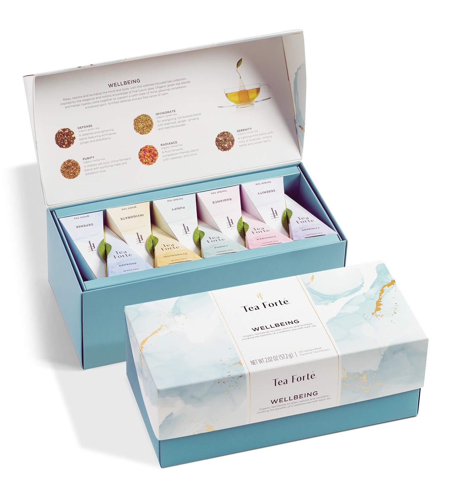 Tea Forte Wellbeing - 20 Pyramid Infusions Box | 5 Teas & Infusions for Wellness | International Shipping Available - Buy Online on GoSupps.com