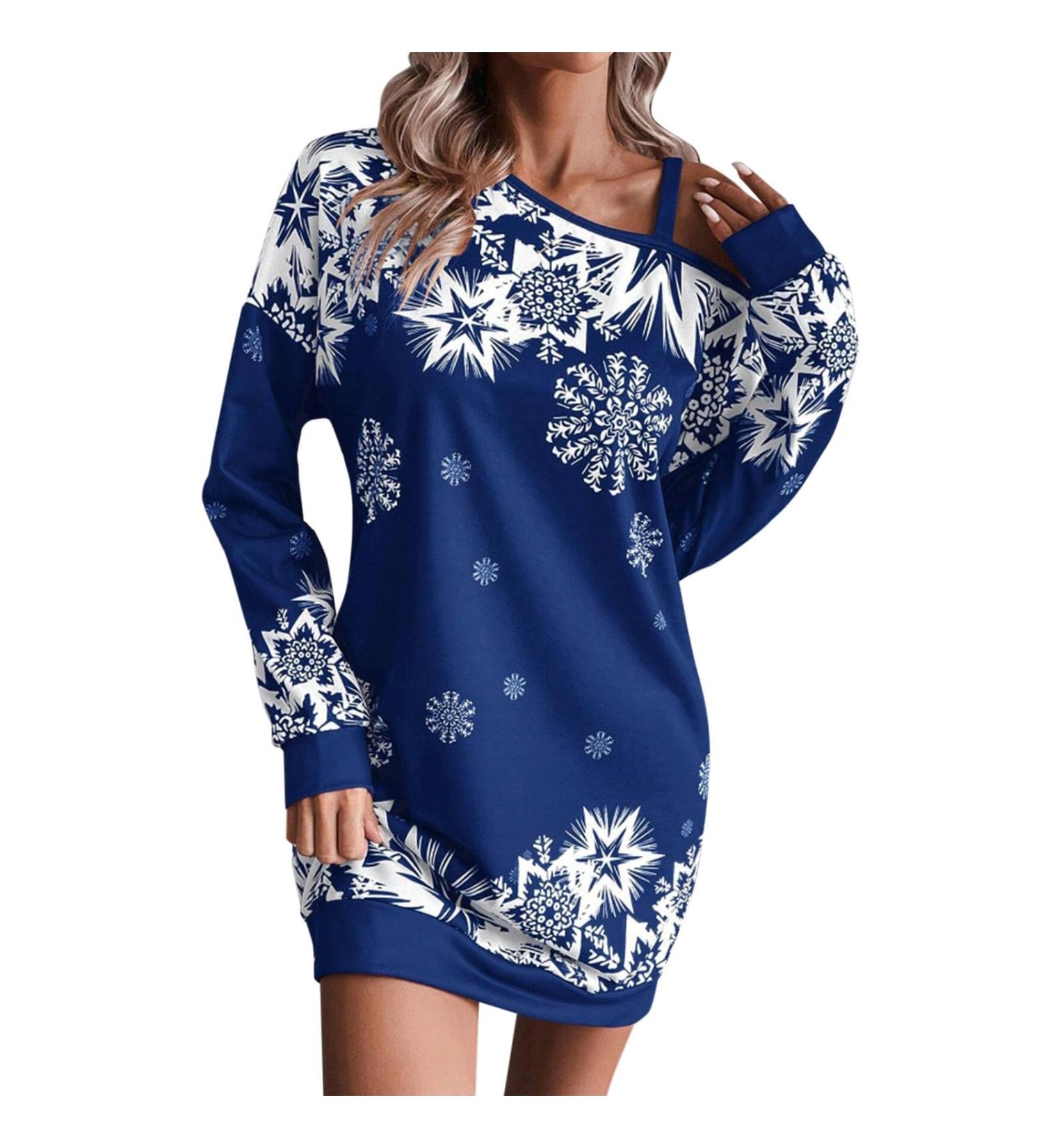 Christmas Hooded Dress for Women | Cartoon Elk Mini Sweater Costume Festive & Stylish Dresses - Buy Online on GoSupps.com