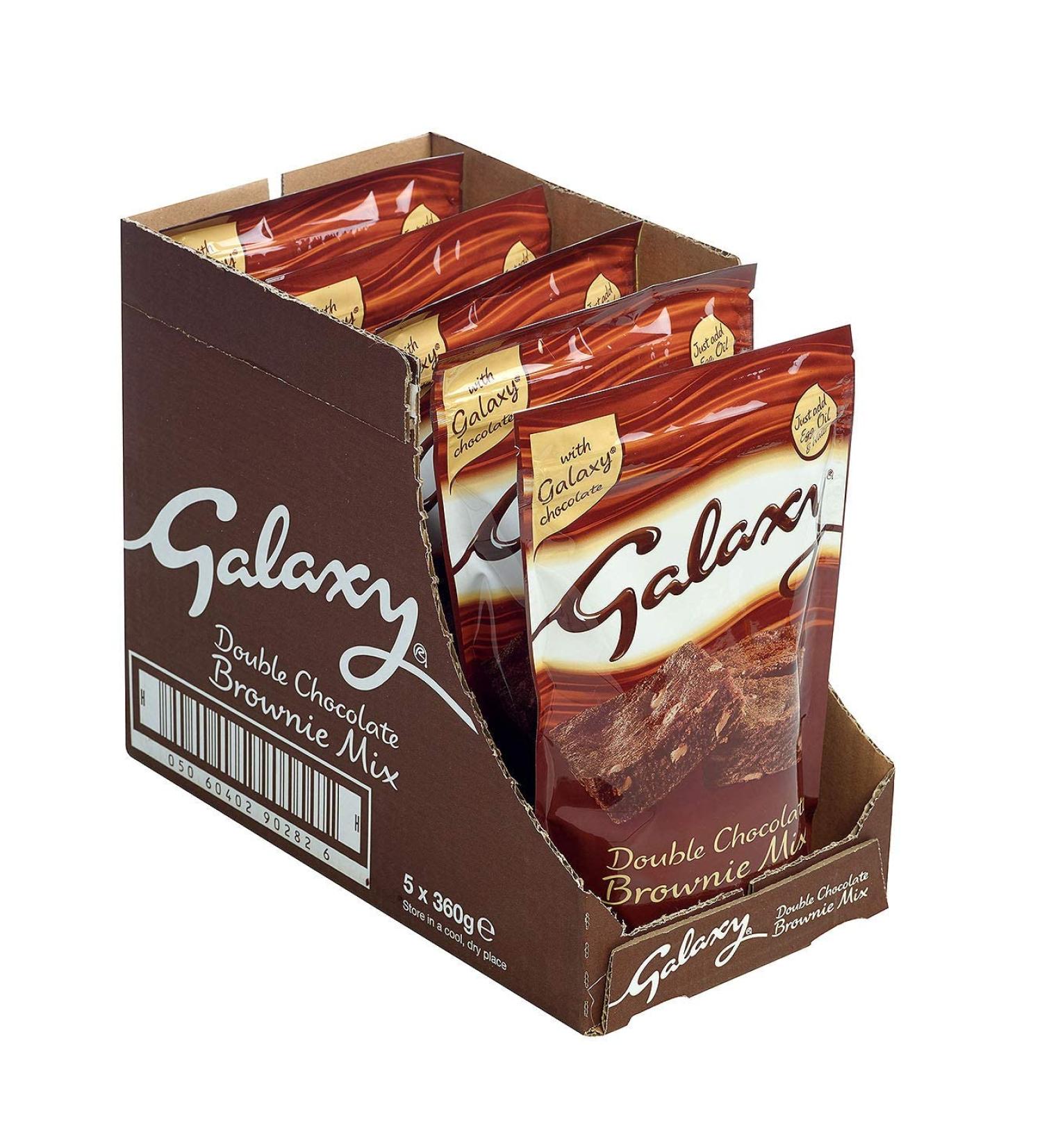 Galaxy Double Chocolate Brownie Mix - 5 x 360g (Makes 60 Brownies) | Decadent Treat for Chocolate Lovers - Buy Online on GoSupps.com