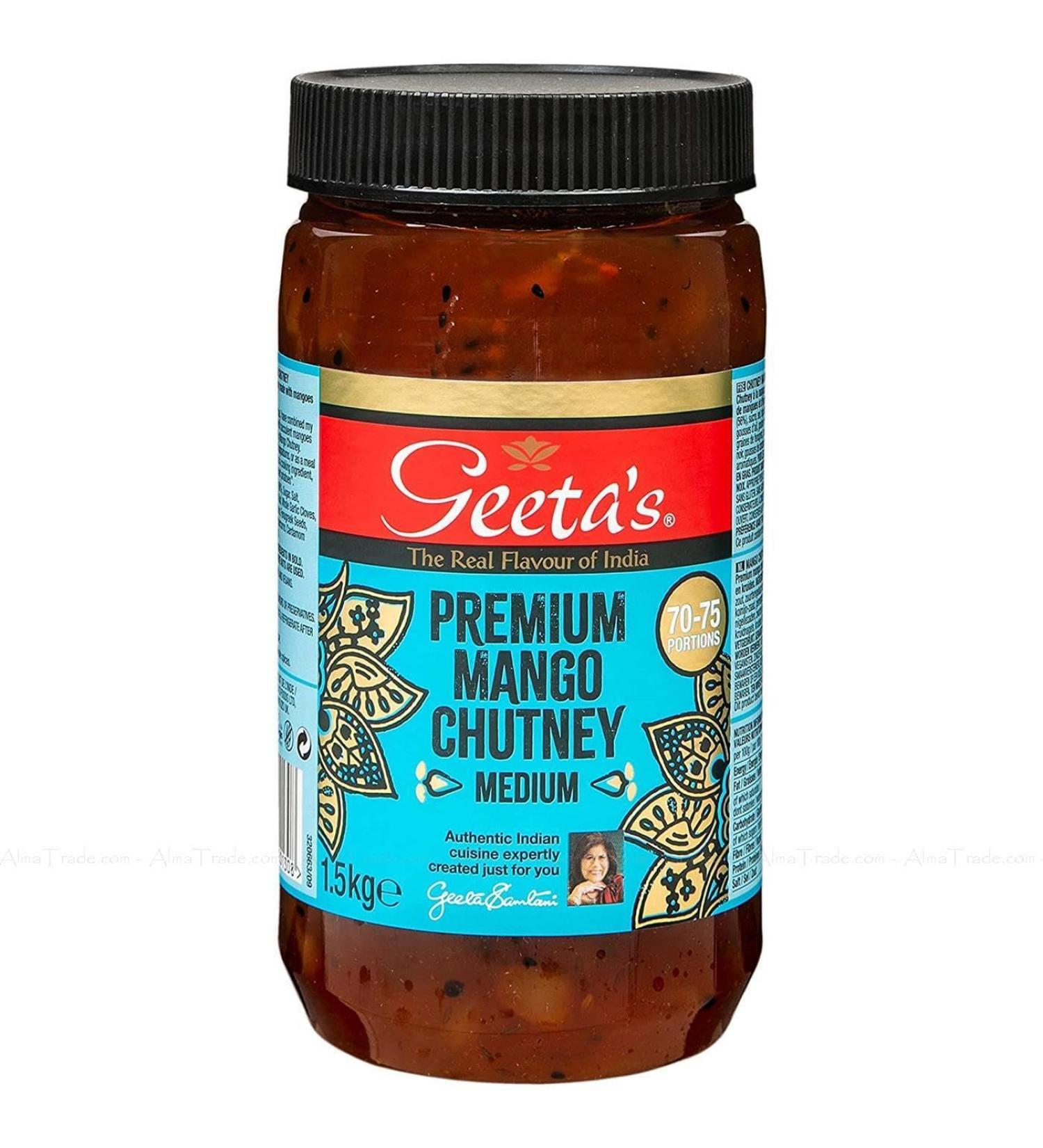 Geeta's Premium Mango Chutney Medium Real Flavour India Gluten Free Pack 1.5kg - Buy Online on GoSupps.com