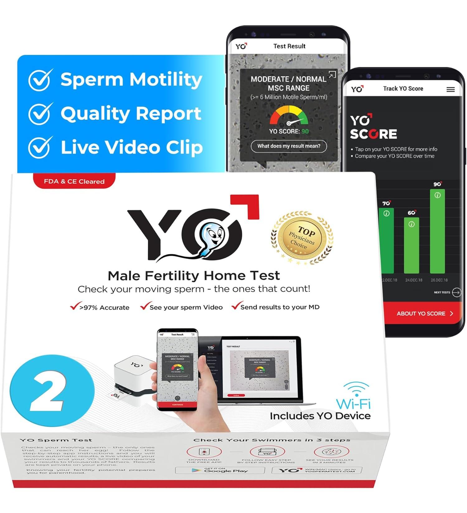 YO Home Sperm Test Kit for Men - 2 Tests | At-Home Fertility Test - Buy Online on GoSupps.com
