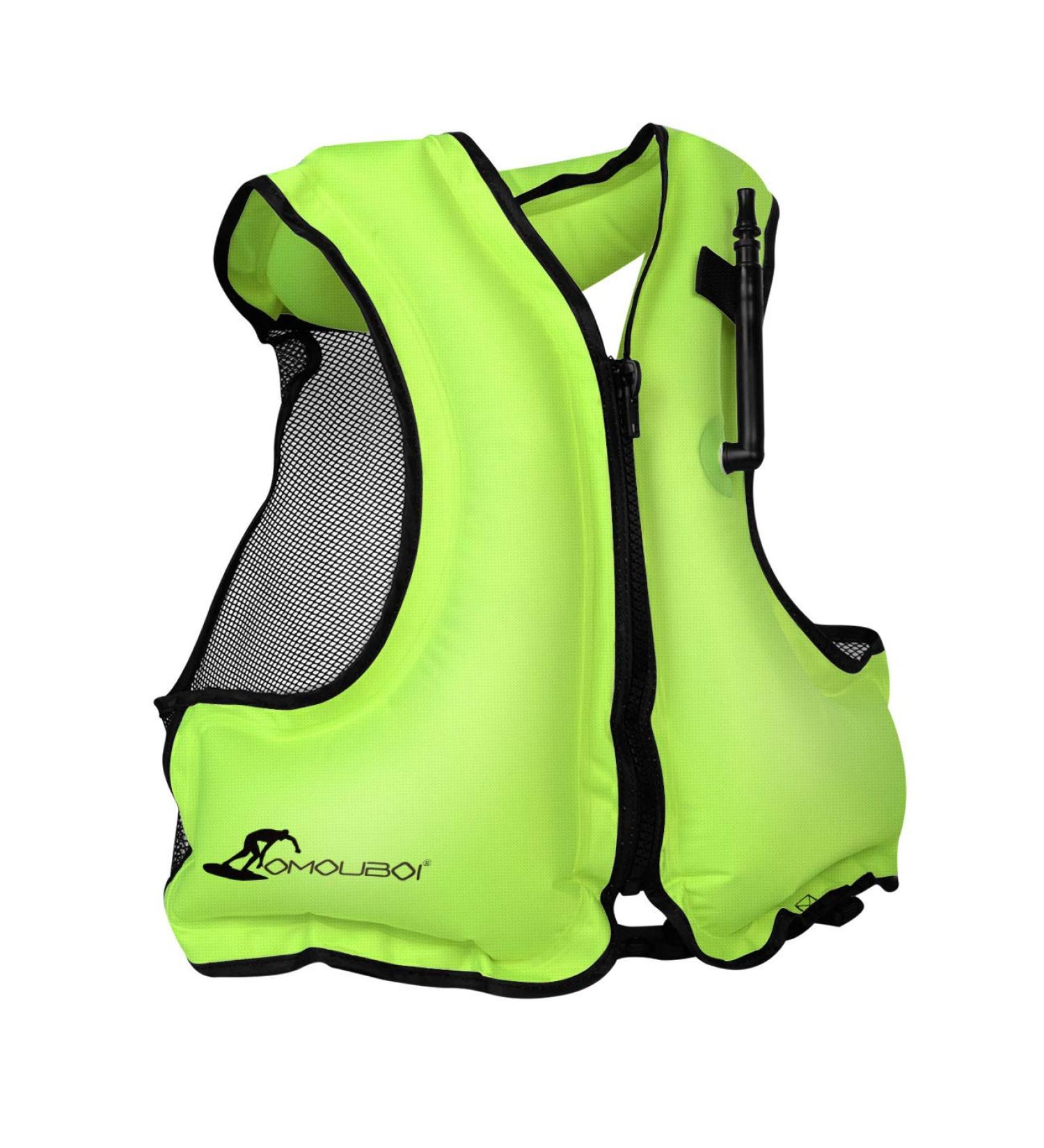OMOUBOI Inflatable Snorkel Vest | Adult Swimming Jacket for Water Sports | Green | 90-220lbs - Buy Online on GoSupps.com