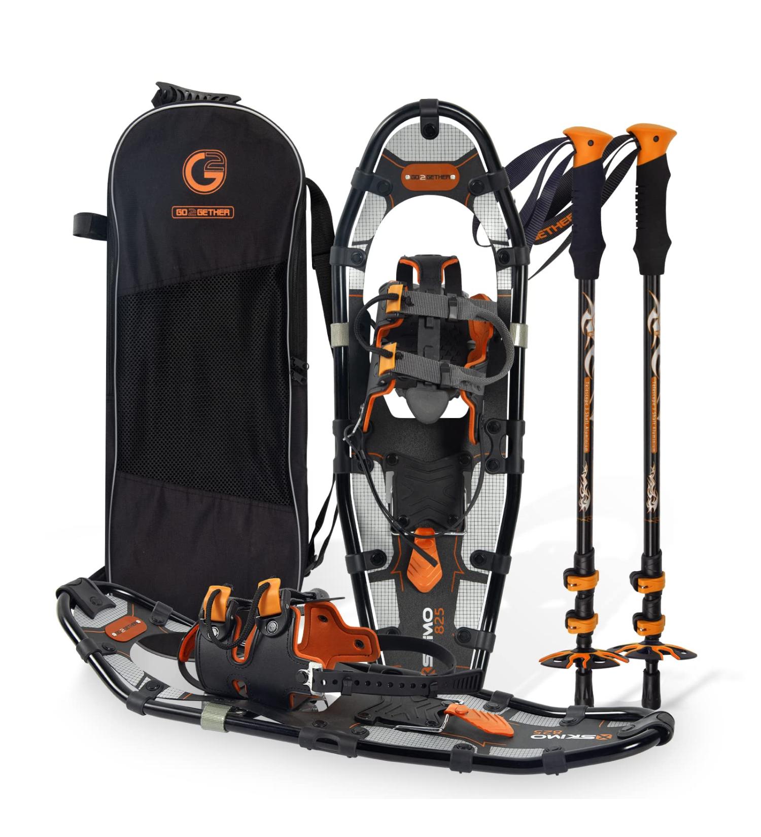 G2 25 Inches Light Weight Snowshoes Set with Trekking Poles and Carrying Bag - Orange, 200lb Capacity - Buy Online on GoSupps.com