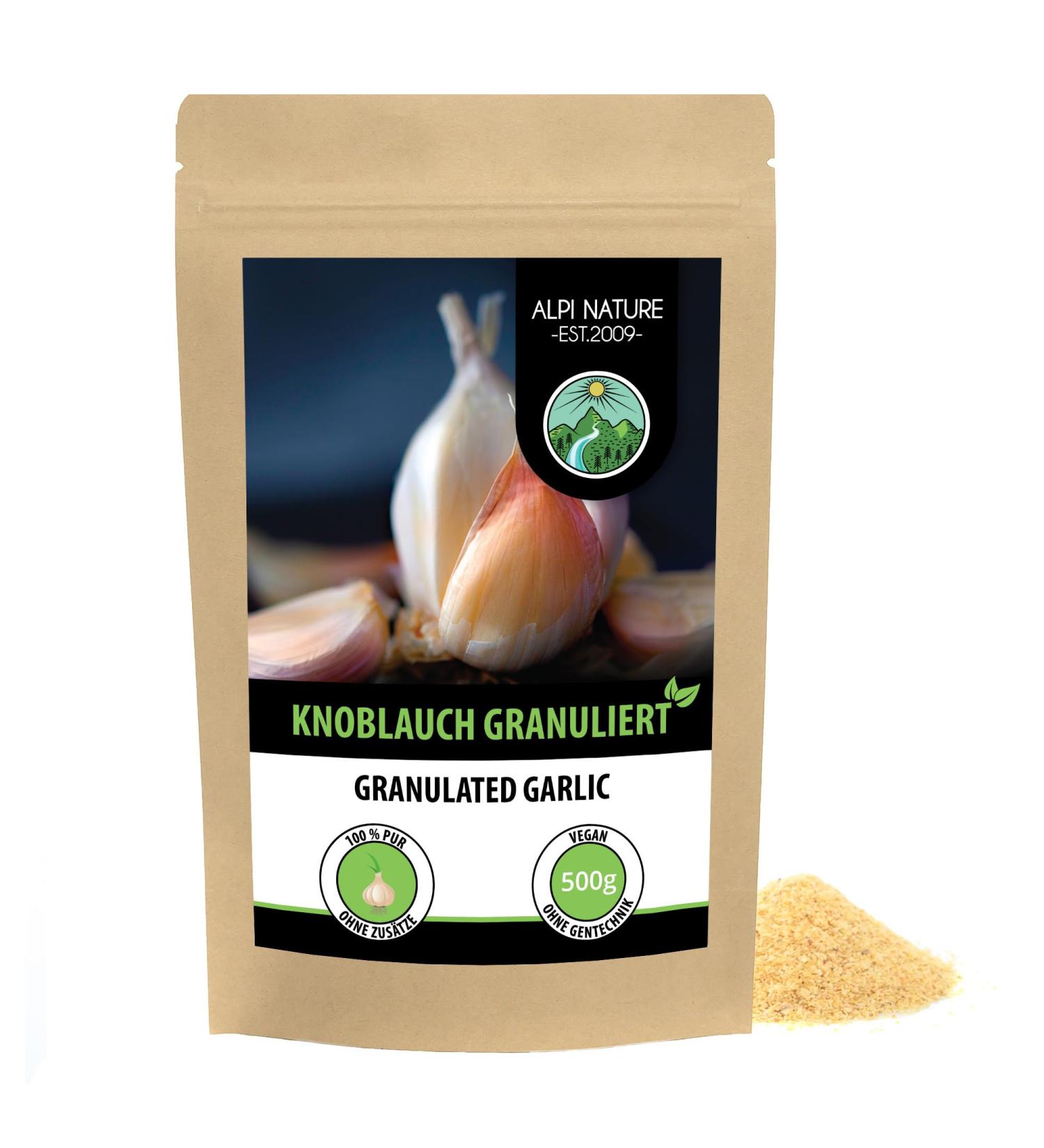 100% Natural Granulated Garlic 500g - Vegan Additive-Free Garlic Granulate for Flavorful Cooking - Buy Online on GoSupps.com