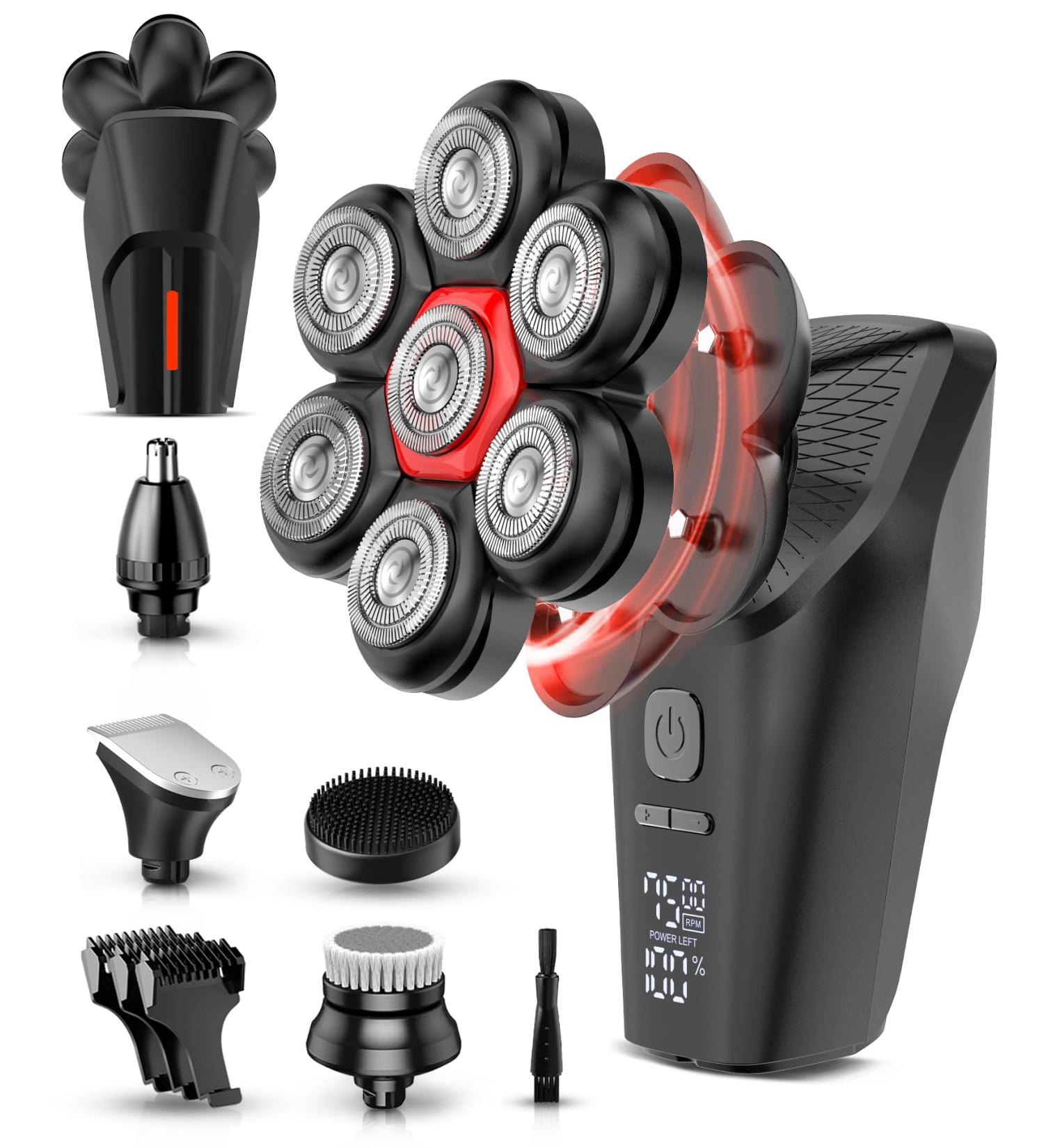 Head Shavers for Bald Men - 5-in-1 Magnetic Electric Razor Kit | 7D Waterproof Grooming with LED Display & USB-C Charge - Buy Online on GoSupps.com