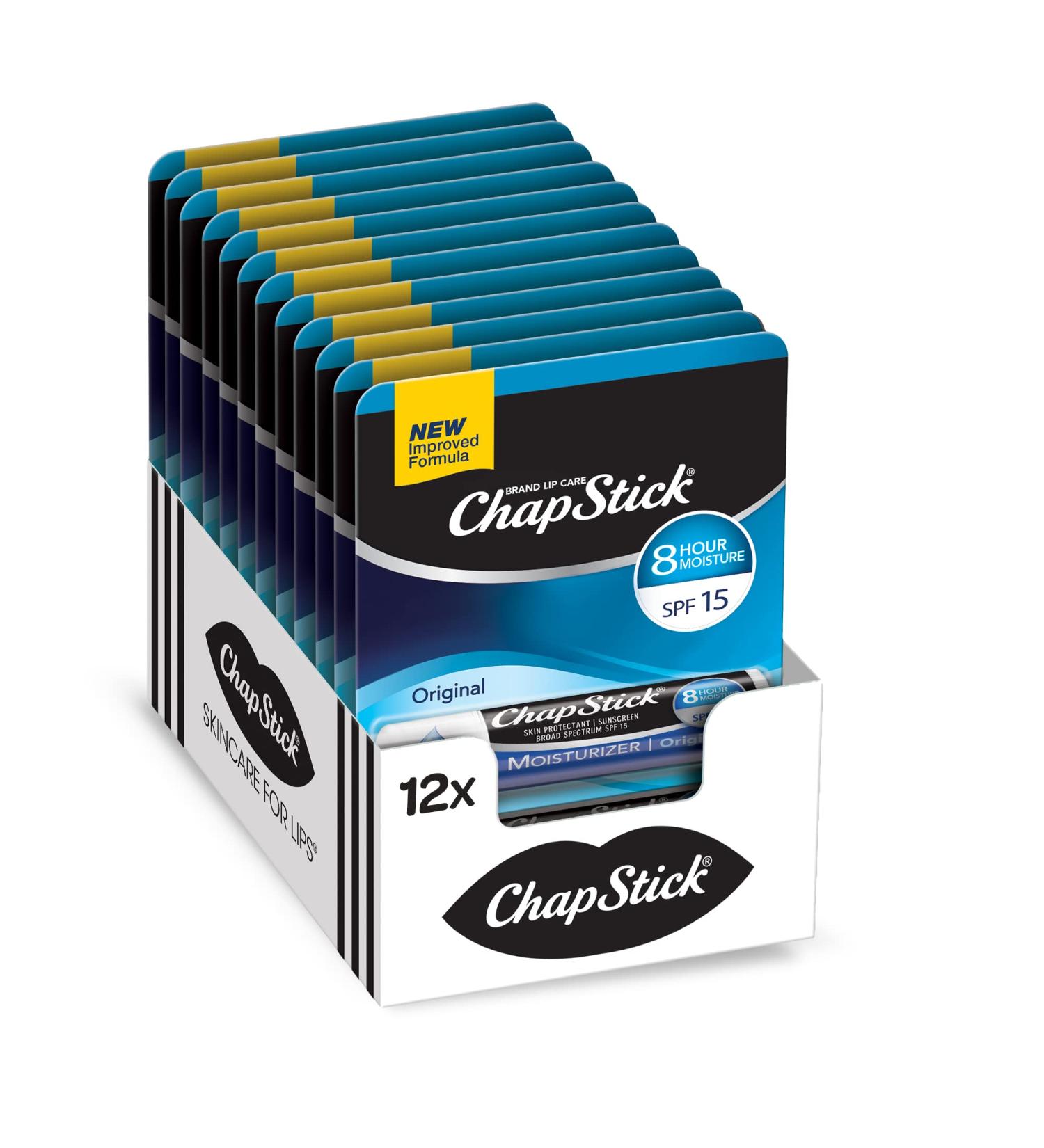 ChapStick Moisturizer Original Lip Balm Tubes SPF 15 0.15 Oz (Pack of 12) - Skin Protectant - Buy Online on GoSupps.com
