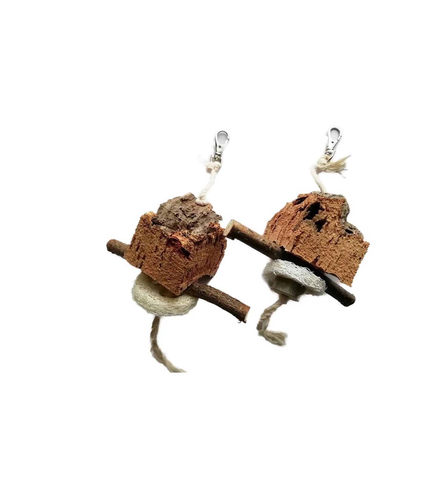 Picking stone set of 2 cork picking stones for hanging with practical perch budgies and other small birds