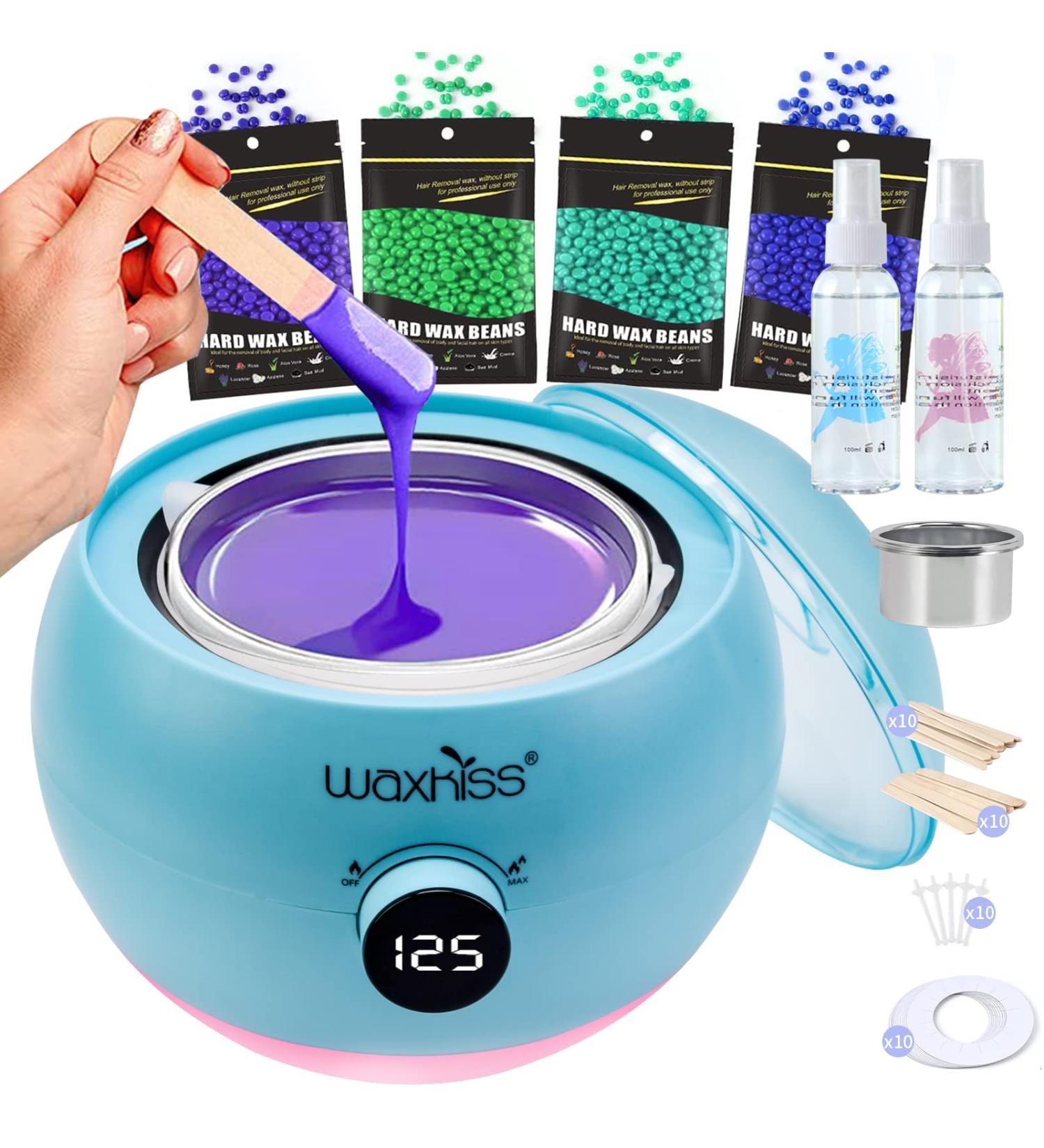 Waxing Kit for Women - Home Hair Removal with Wax Warmer & Hard Wax Beans - Sky Blue - Buy Online on GoSupps.com