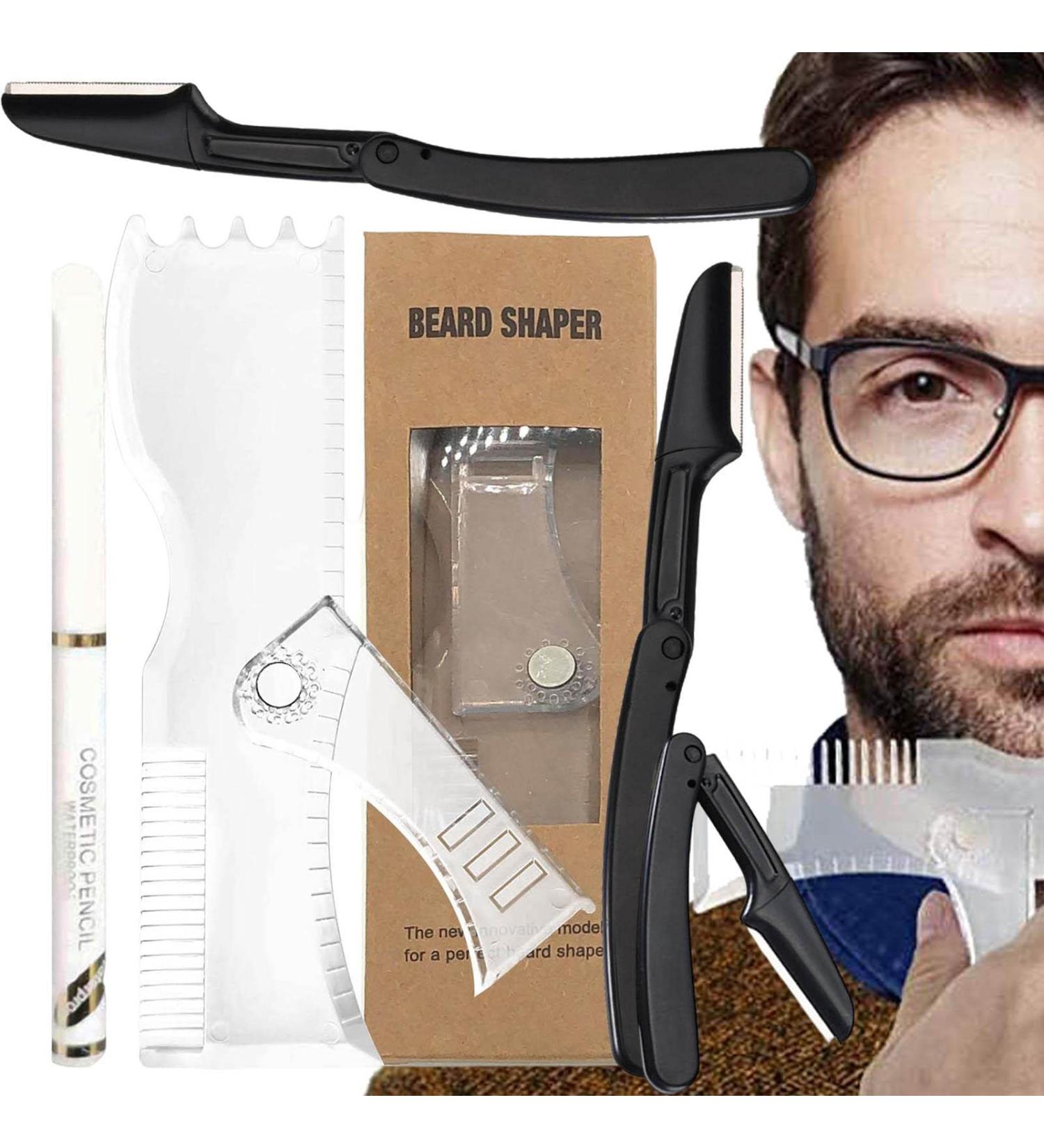 DELR BART Transparent Beard Alignment Tool - Non-Slip Rubber Rotating Mustache Stencil & Razor Combo for Precision Grooming - Buy Online on GoSupps.com
