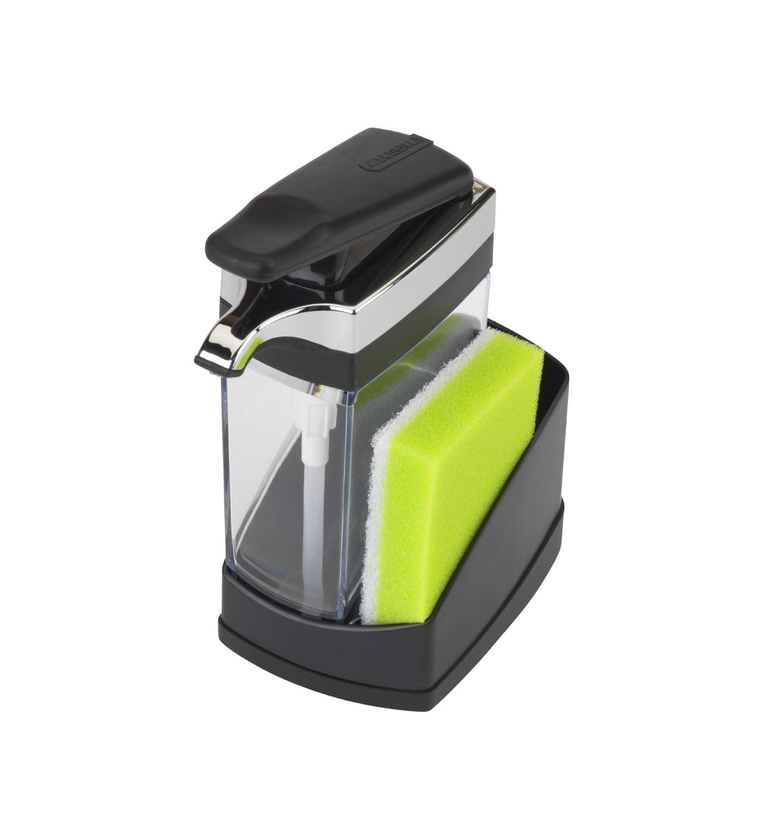 Casabella Sink Sider Solo 2-in-1 Soap Pump and Sponge Caddy - Black/Chrome - Buy Online on GoSupps.com