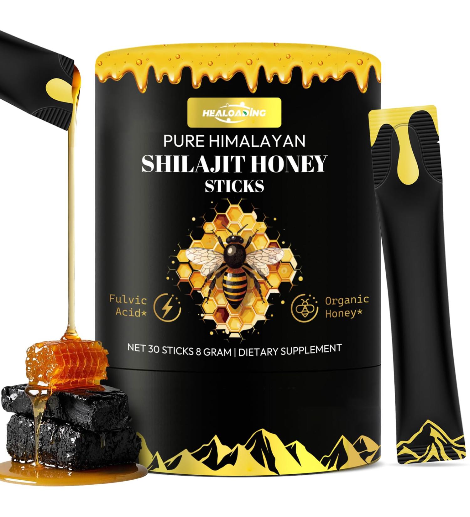 Himalayan Shilajit Honey Sticks for Men: Shilajit for Women with Organic Honey and Saffron 30 Sticks for Energy Boost & Immune Support, 85+ Trace Minerals, 75%+ Fulvic Acid - Buy Online on GoSupps.com