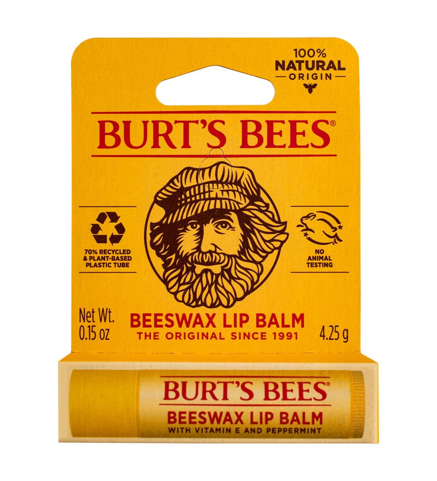 Burts Bees Beeswax Lip Balm with Vitamin E & Peppermint Oil - Pack of 3 | 0.15 oz Tubes | International Shipping Available - Buy Online on GoSupps.com