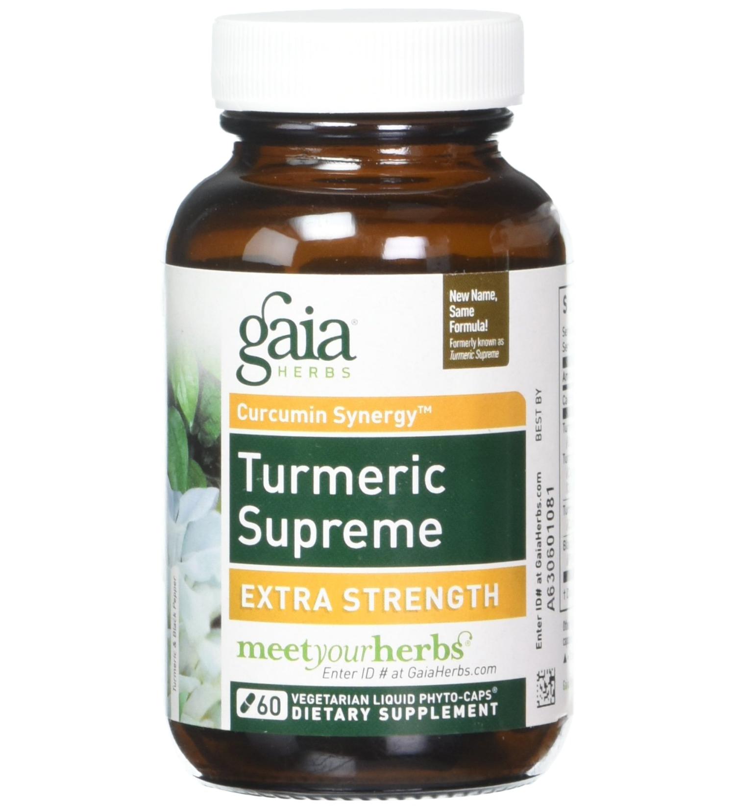 Gaia Herbs Turmeric Supreme Extra Strength - 60 Vegan Liquid Phyto-Caps for Joint & Immune Support - Buy Online on GoSupps.com