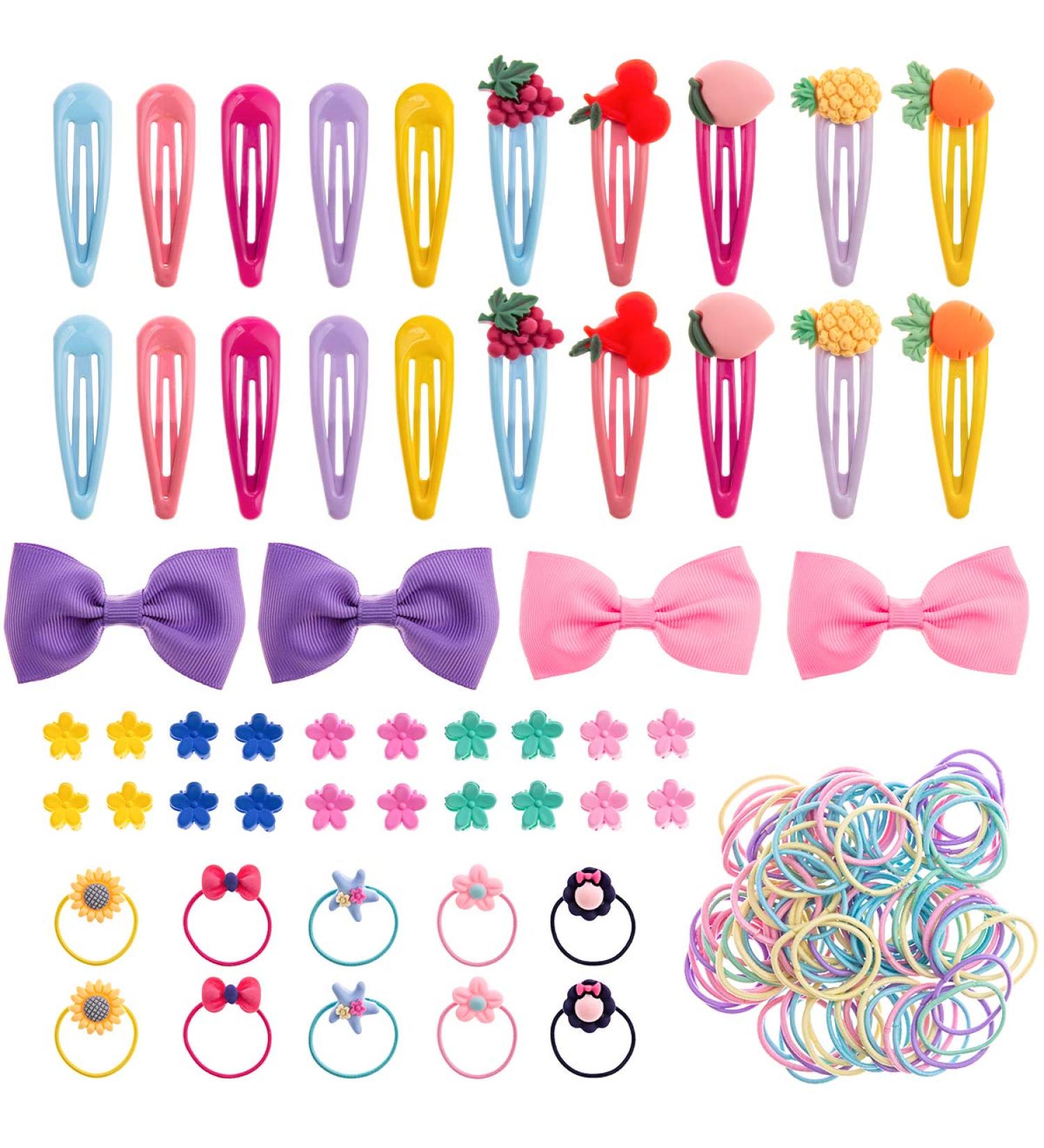 154pcs Girls Hair Accessories Set - Clips, Ties, Barrettes, Bows for Baby & Little Girls - Set 1 - Buy Online on GoSupps.com