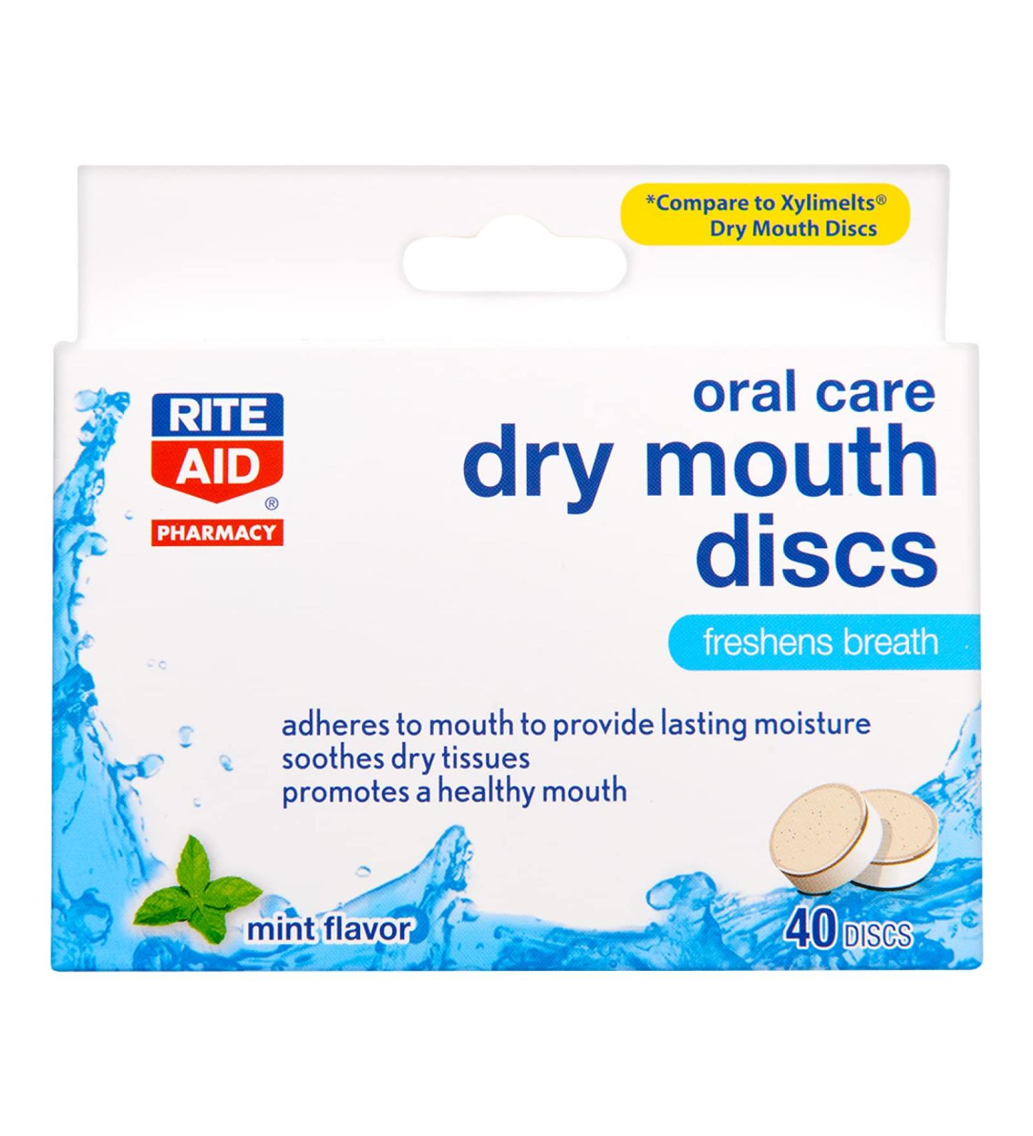 Rite Aid Dry Mouth Discs - 40 Discs | Mint Flavor | Oral Care Moisturizer & Freshener - Buy Online on GoSupps.com