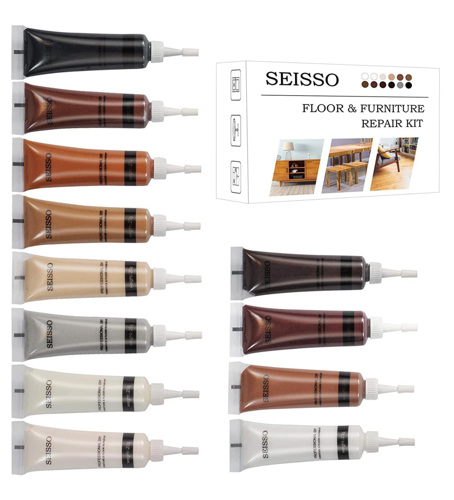 SEISSO 12 Pcs Furniture Repair Kit  Wood Floor Repair Kit Furniture Touch Up Kit Cover Wood Furniture Scratch Restorer Filler for Wooden Table  Door  Floor  Desk  Cabinet - Buy Online on GoSupps.com