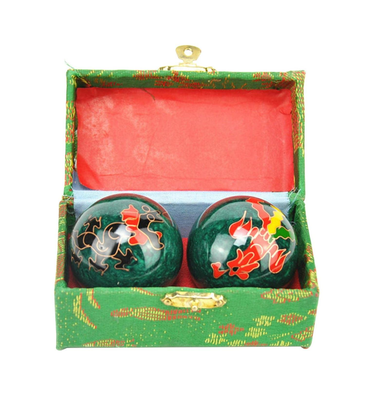 Kisbeibi Baoding Balls - 4.45cm Feng Shui Tai Chi Health Balls with Box | Dragon & Phoenix Design for Meditation & Relaxation - International Shipping Available - Buy Online on GoSupps.com