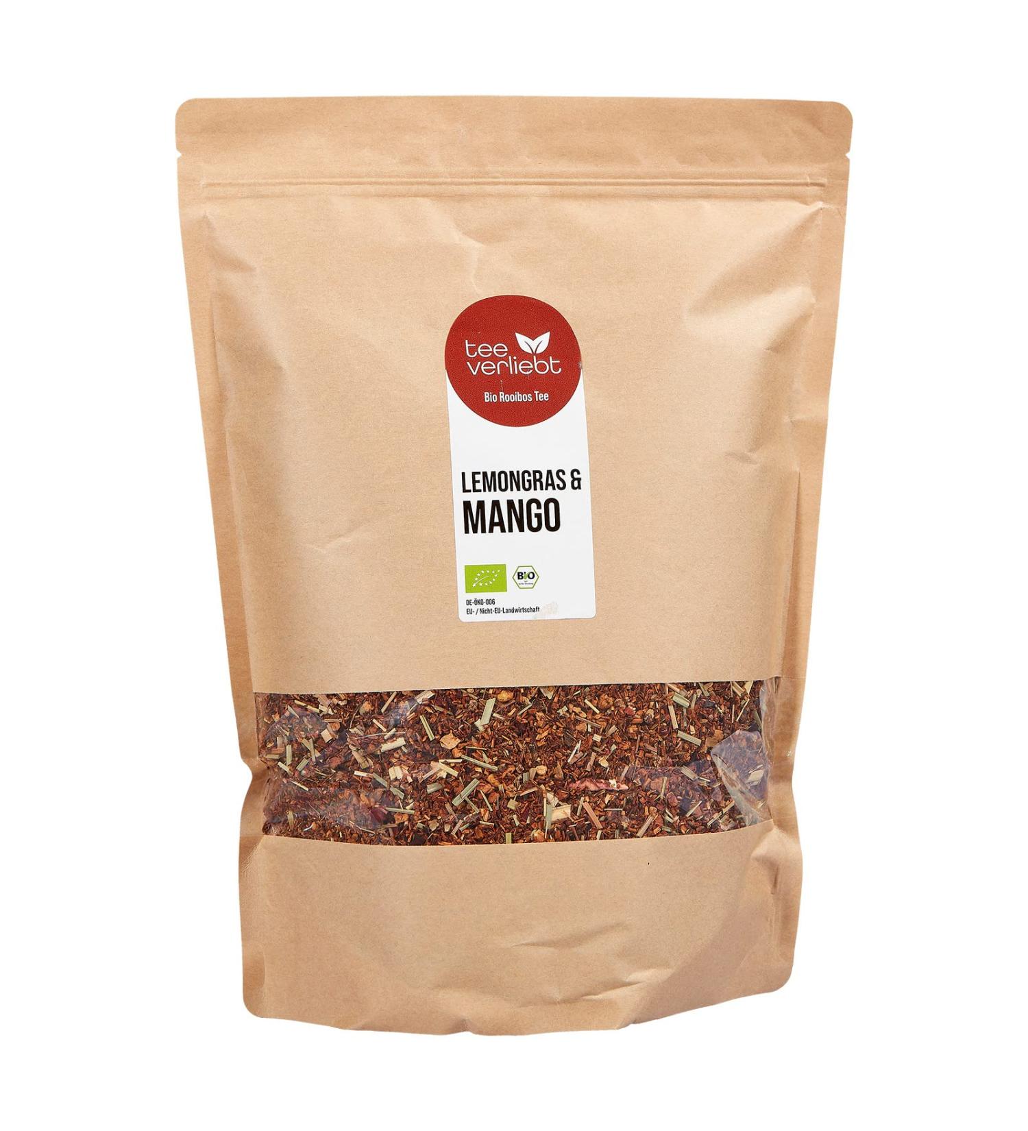 FRUTEG Rooibos bio Mango & Lemongras 1000 g | Th de brousse rouge perdant dans la meilleure qualit de feuille - Caf ine Free | Frais fruit exotique | De l'agriculture biologique certifi e | 1 kg - Buy Online on GoSupps.com