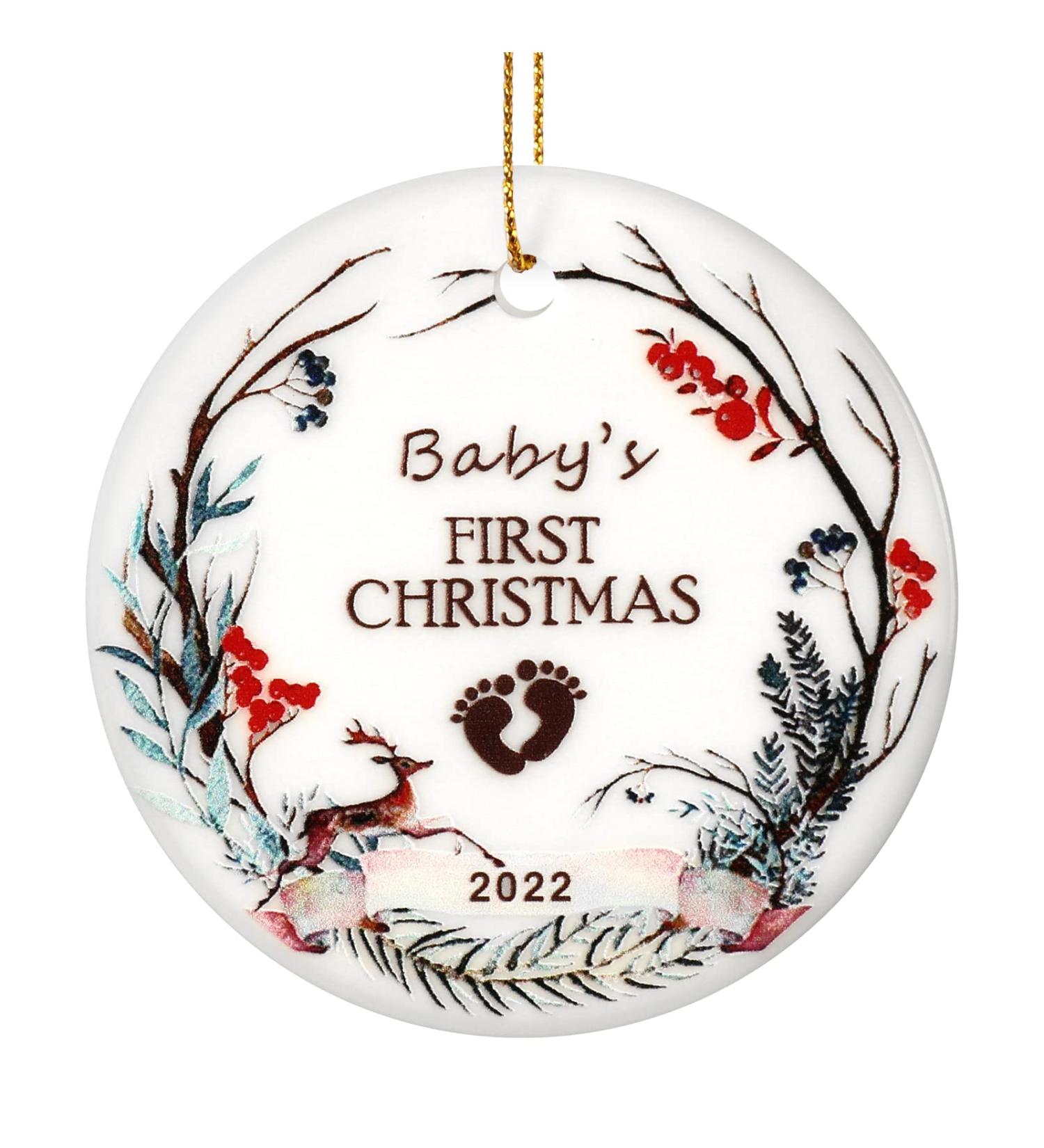 2022 Babys First Christmas Ornament - Ceramic 3 Inch Baby Ornament - Buy Online on GoSupps.com