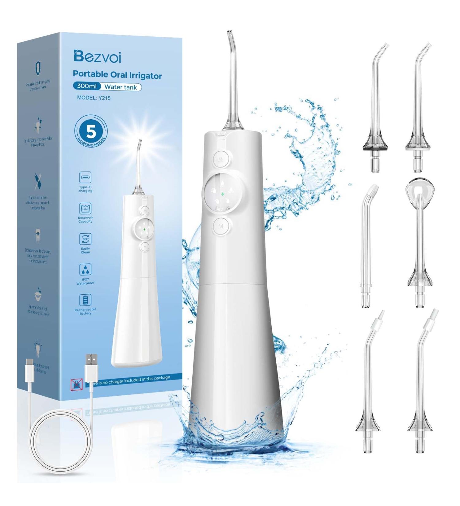 Water Dental Flosser Cordless - Portable Oral Irrigator with 5 Modes 300ML Water Tank IPX7 Waterproof & LED Display - Ideal for Home & Travel - Buy Online on GoSupps.com