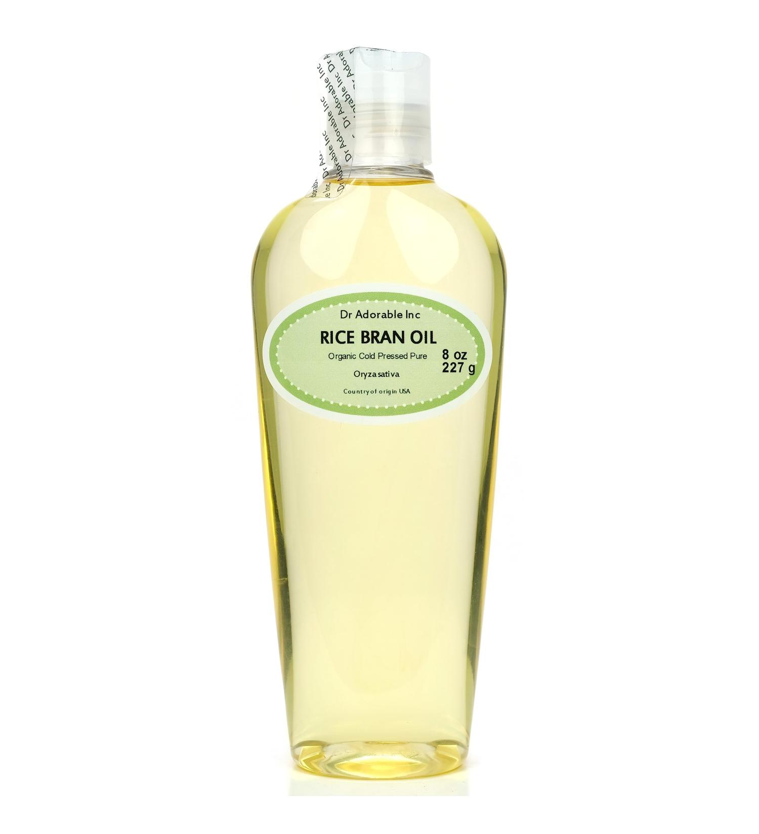 Dr Adorable Rice Bran Oil - 100% Pure Organic Cold Pressed 8 oz - Premium Quality for Healthy Living - Buy Online on GoSupps.com