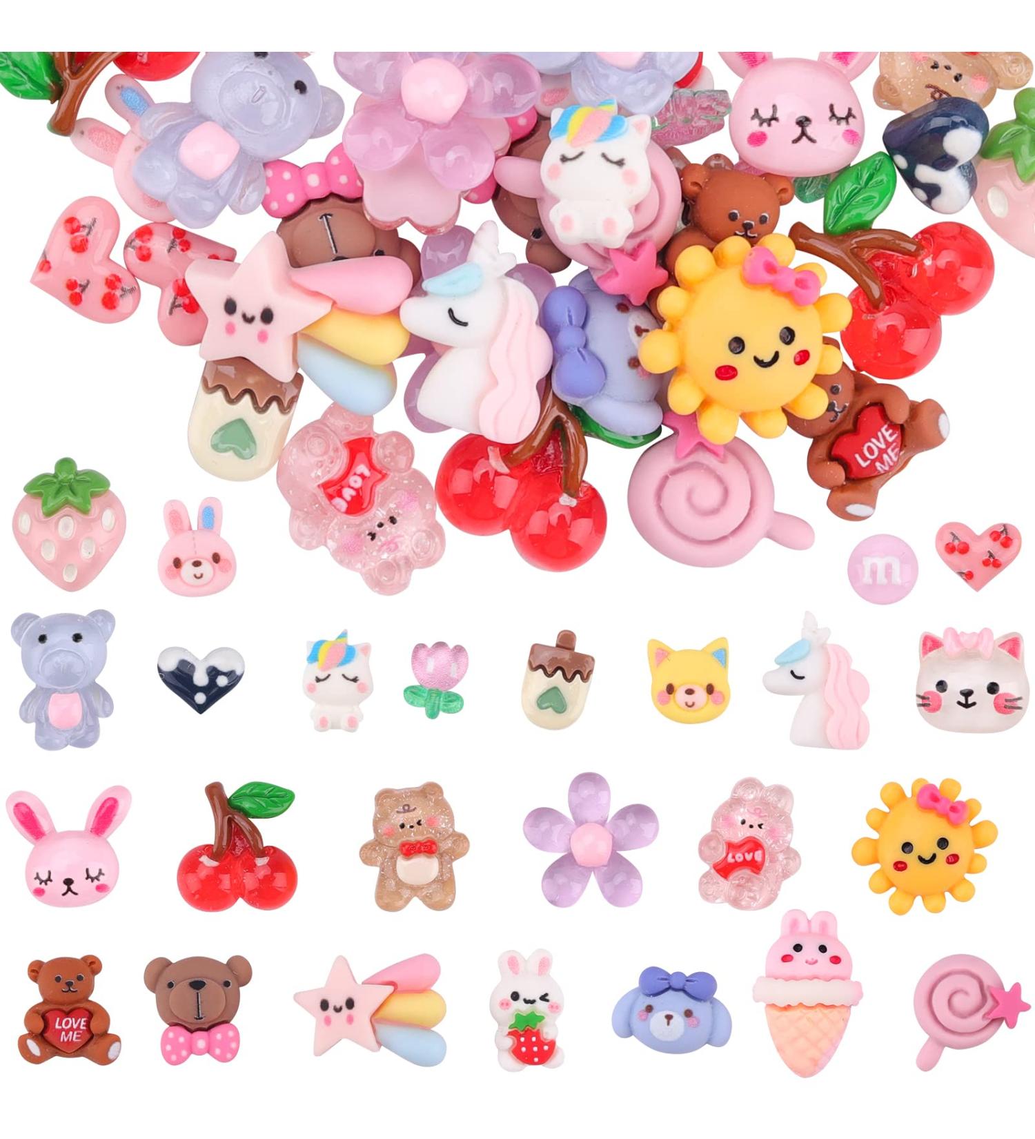 100 Pcs Kawaii Nail Charms - Resin Sweet Candy Animals 3D Decorations for DIY Crafts and Jewelry Making - Buy Online on GoSupps.com