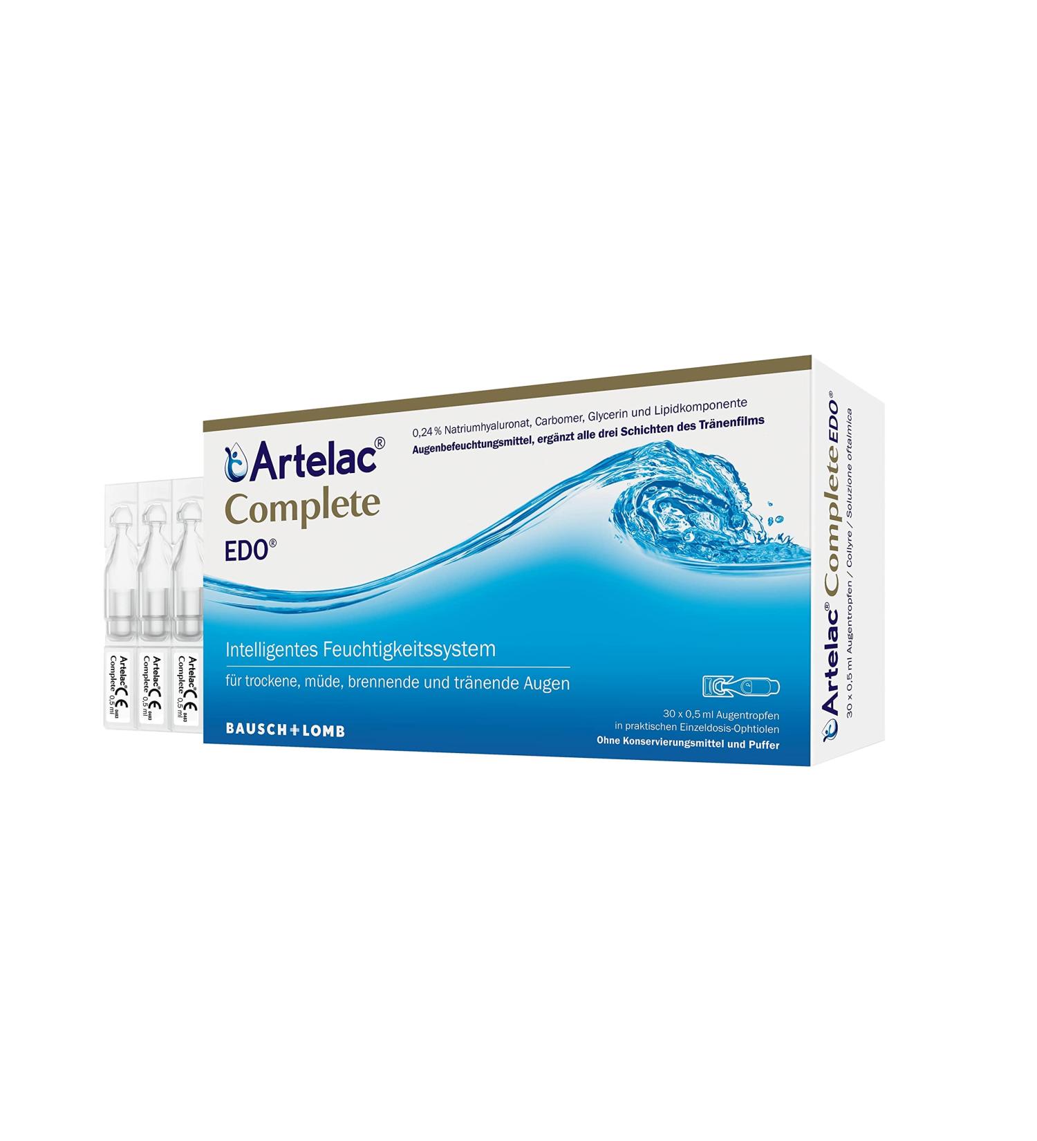Artelac Complete EDO Eye Drops - Triple Action Relief for Dry Eyes | 30 x 0.5 ml Ophthalmic Solution - Buy Online on GoSupps.com