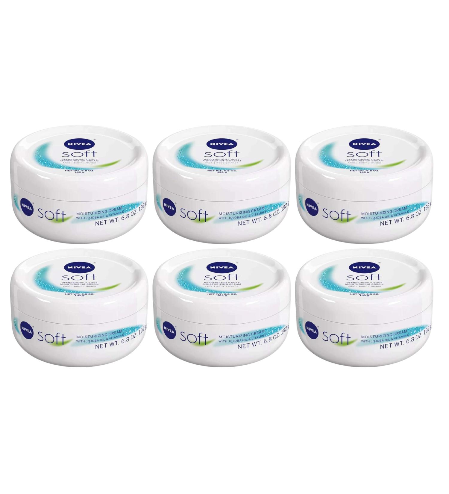 Nivea Soft Moisturizing Cream 6.8 oz - Hydrating Face Body & Hands - Pack of 6 - Buy Online Internationally - Buy Online on GoSupps.com