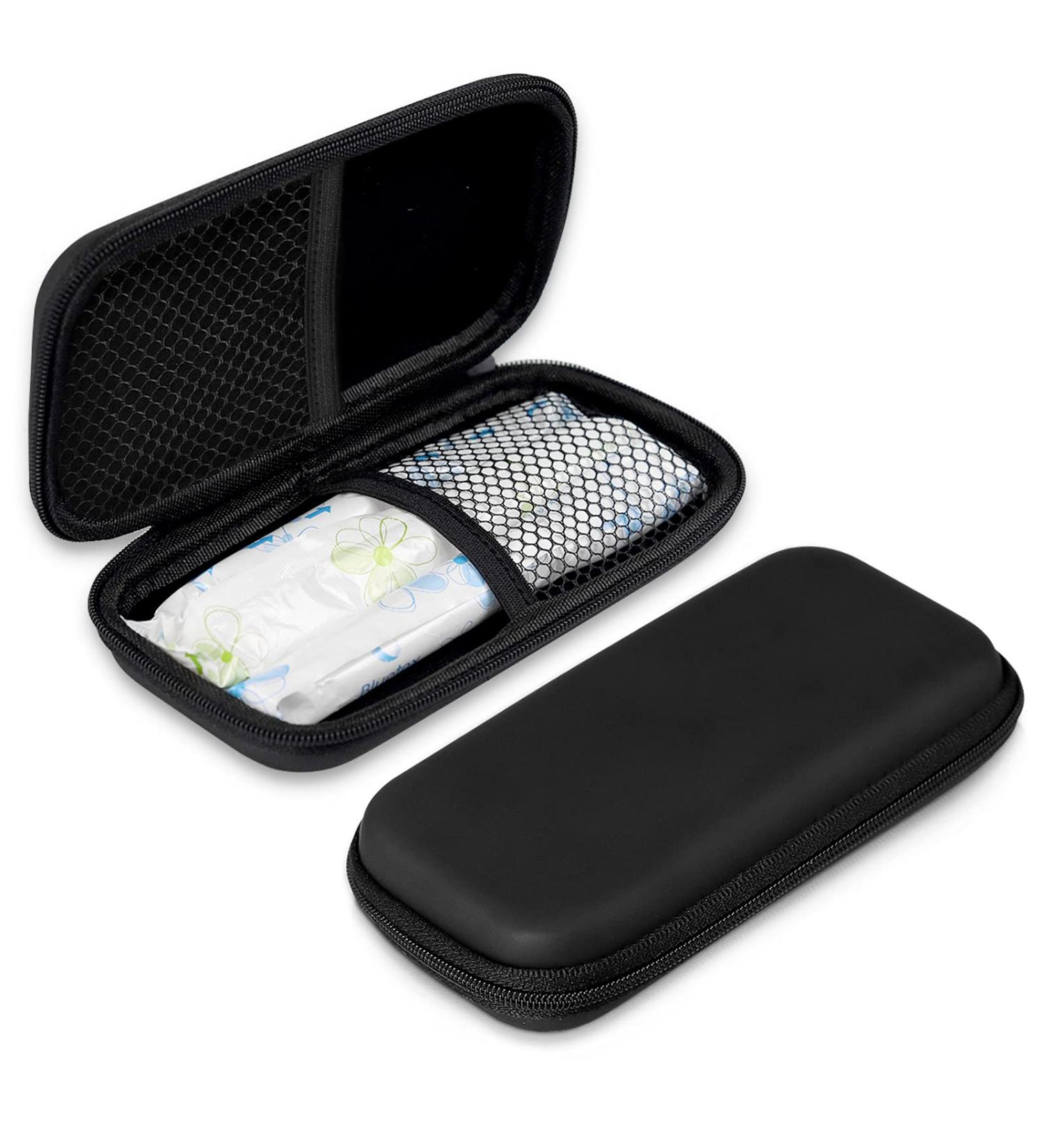 Tampon Storage Bag Black - Pack of 2 Organizer Pouch for Feminine Products | Portable Period Bags for Women - 6.3*3.3*1.2inches - Buy Online on GoSupps.com