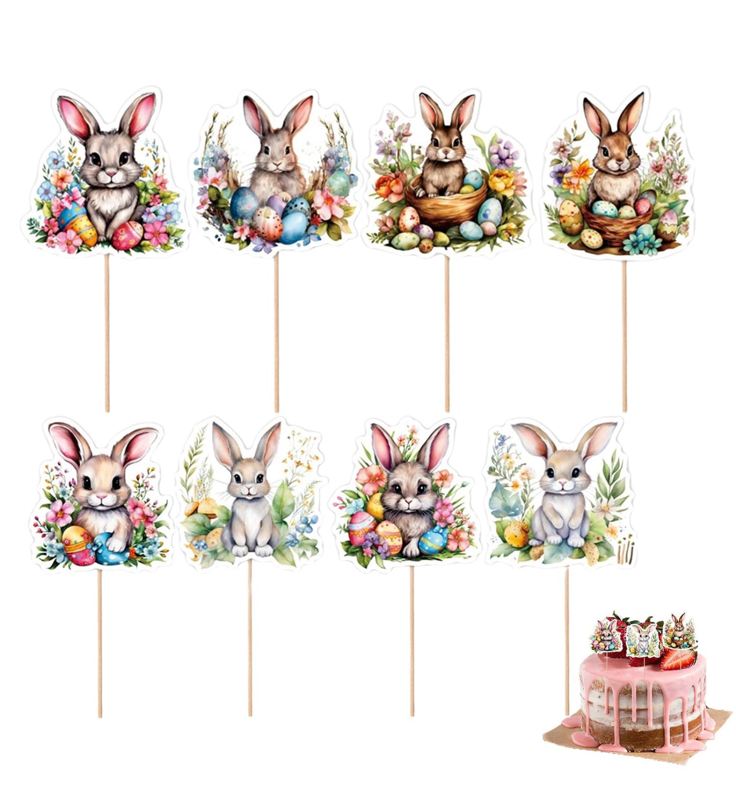 Besreey Stand Up Easter Cake Toppers | Easter Bunny Cupcake Toppers | Wafer Rice Paper Cake Toppers Dessert Toppers for Birthday Party Decorations - Buy Online on GoSupps.com