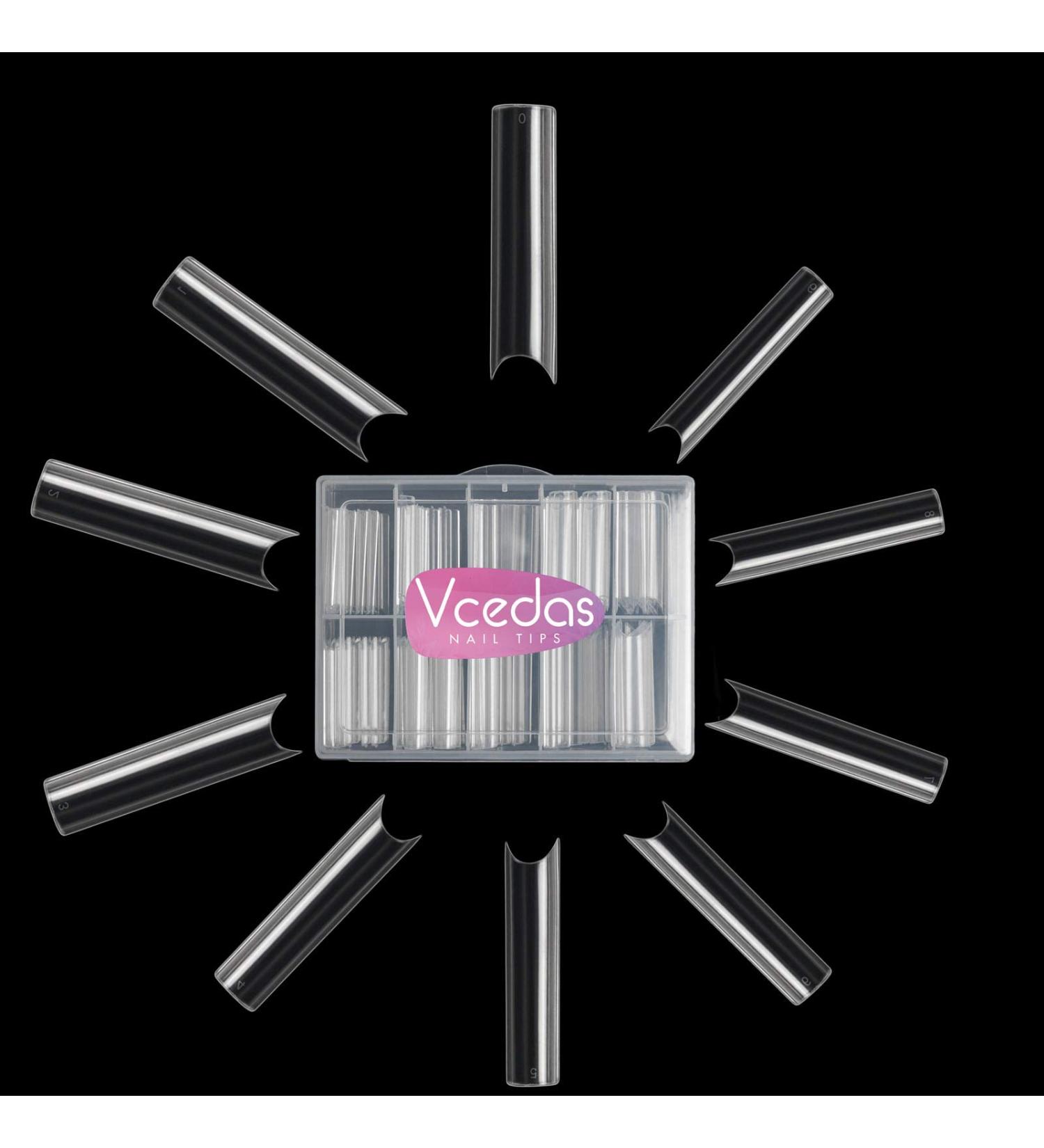 Vcedas Extra Long C Curve Nail Tips - 100PCS Clear French Half Cover Square Shape - Buy Online on GoSupps.com