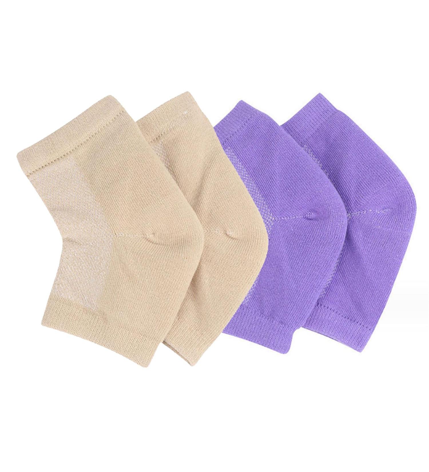 2 Pairs Moisturizing Socks Gel Heel Socks Toe Open Socks Relieve Heel Pain Comfortable Soft Vented Moisturizing Socks Suitable for Male and Female Day Night Care Skin Dry Cracked High Heel Purple_Skin - Buy Online on GoSupps.com