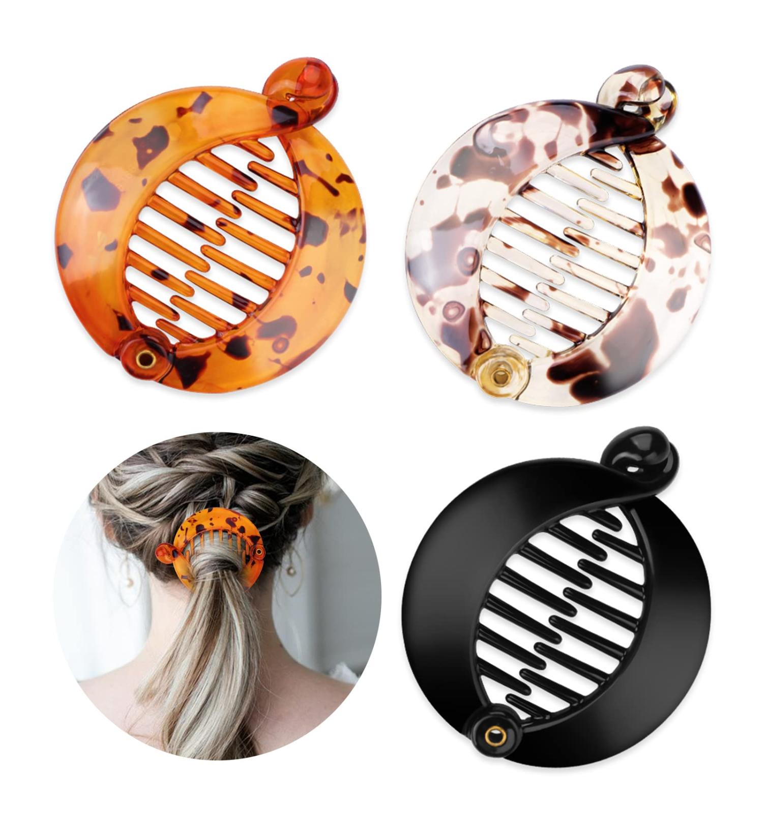 WLLHYF Hair Clips 3 Pieces Resin Banana Round Fish Clips for Women Girls Ladies Fishtail Wide Tort Toned Comb Hair Accessories - Buy Online on GoSupps.com