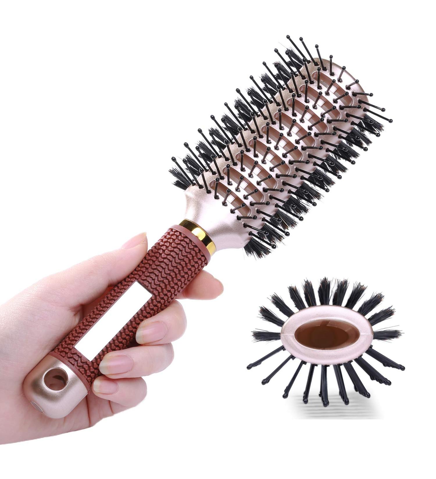Oval Styling Vent Hair Brush | Double Sided Boar & Nylon Bristle | Medium Short Hair - Buy Online on GoSupps.com