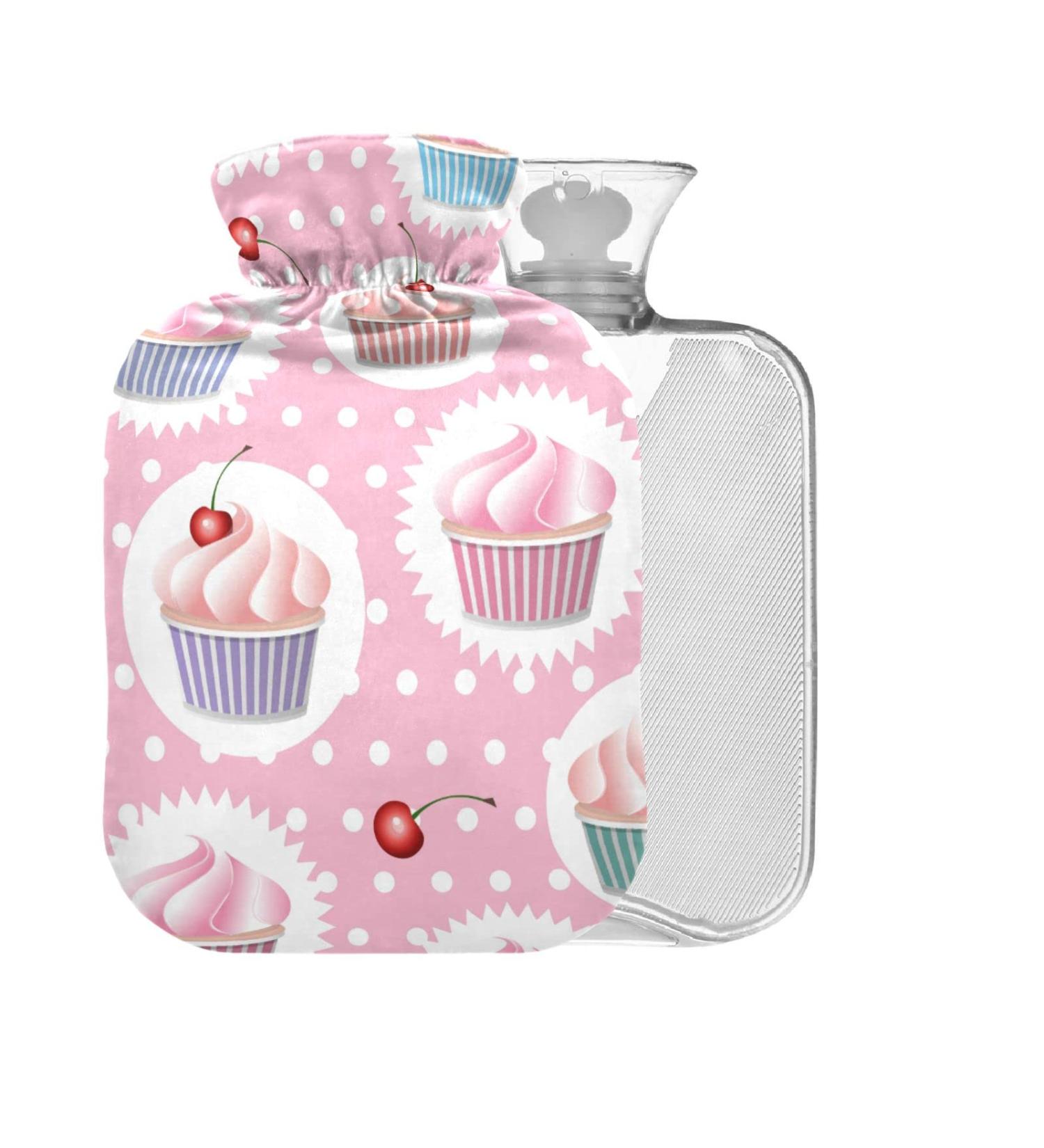 Shop Cupcakes Cherry Hot Water Bottle 1L - BPA Free Small Heat Bag for Pain Relief & Cramps International Shipping - Buy Online on GoSupps.com